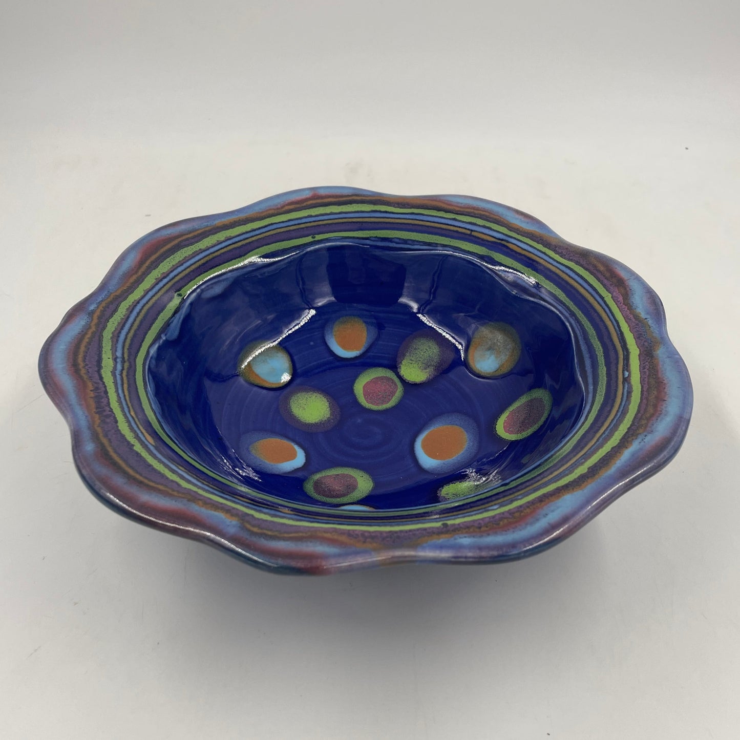 Galaxy Blue Carved Rim Bowl