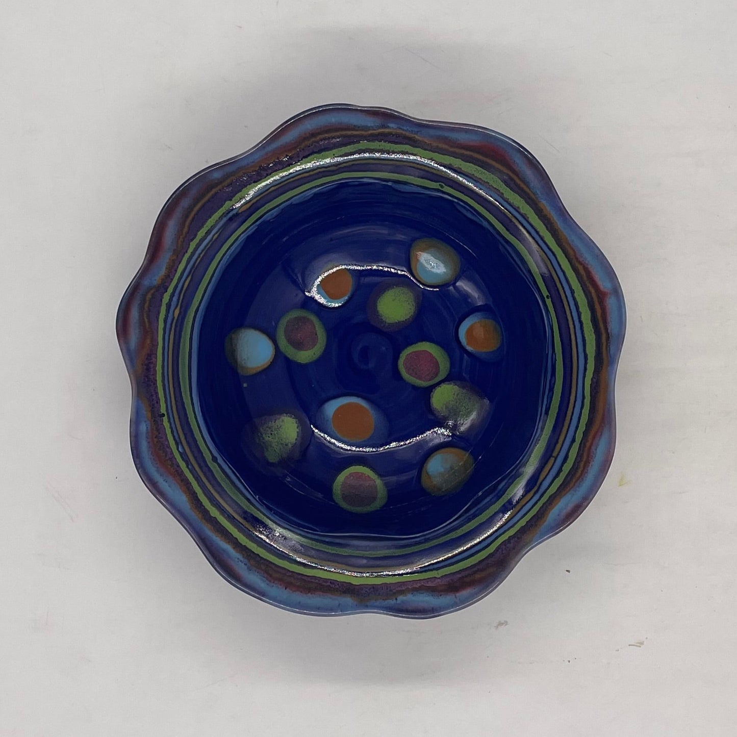 Galaxy Blue Carved Rim Bowl - Lasser Ceramics