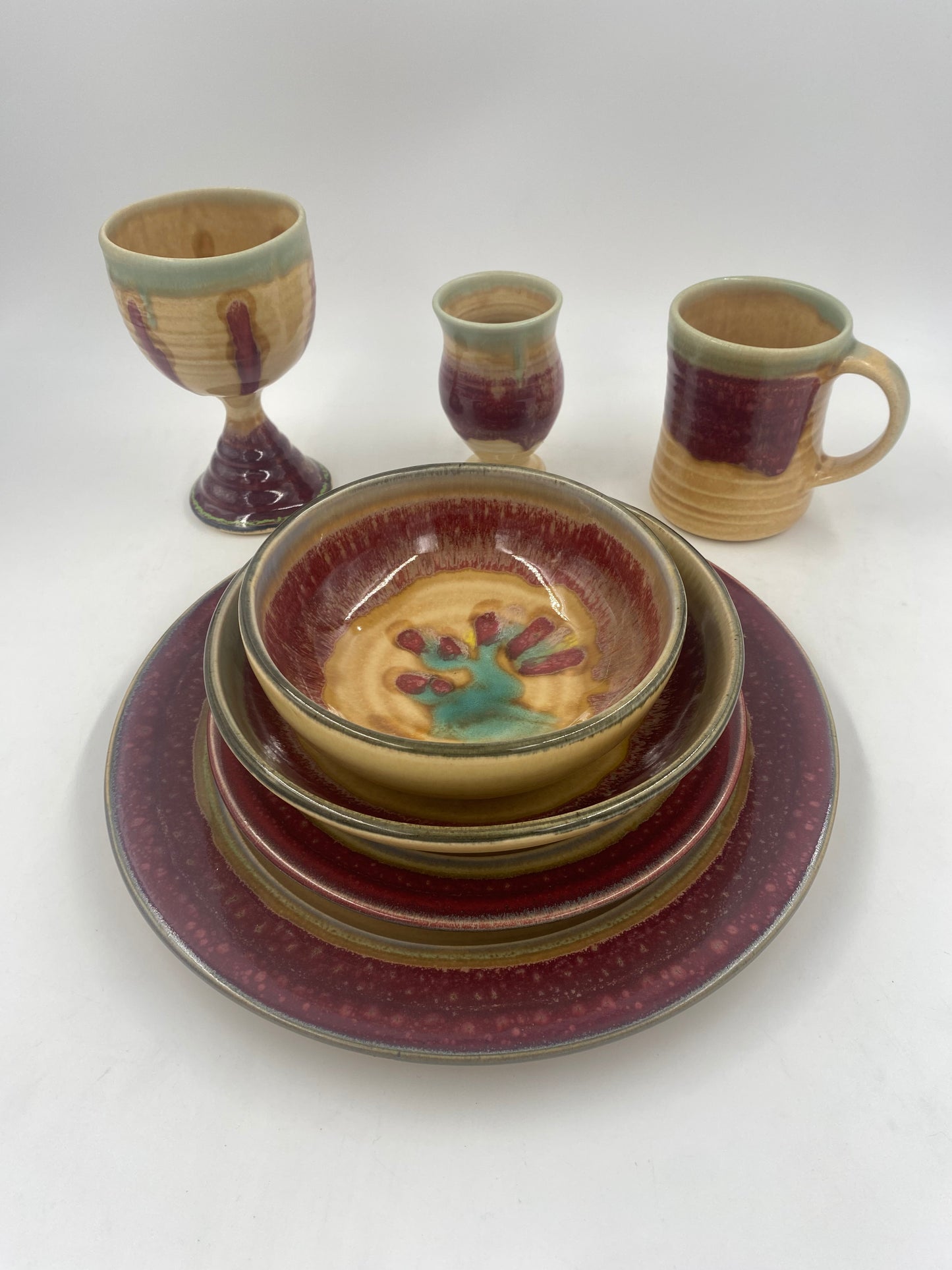 Red Tulip Salad Plate - Lasser Ceramics