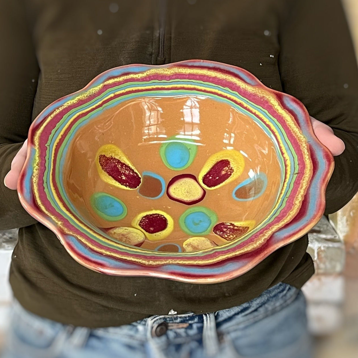 Saturn Orange Carved Rim Bowl