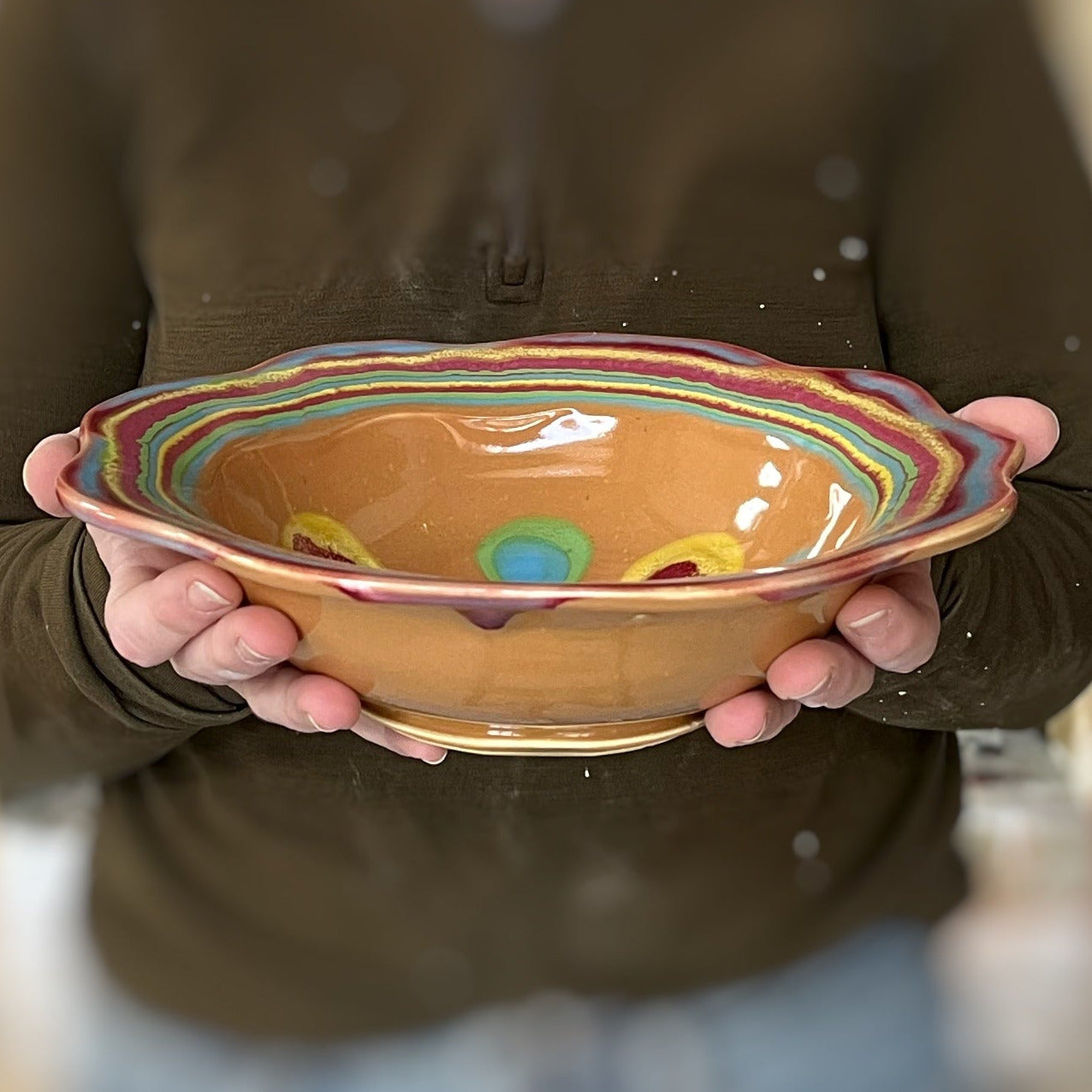 Saturn Orange Carved Rim Bowl