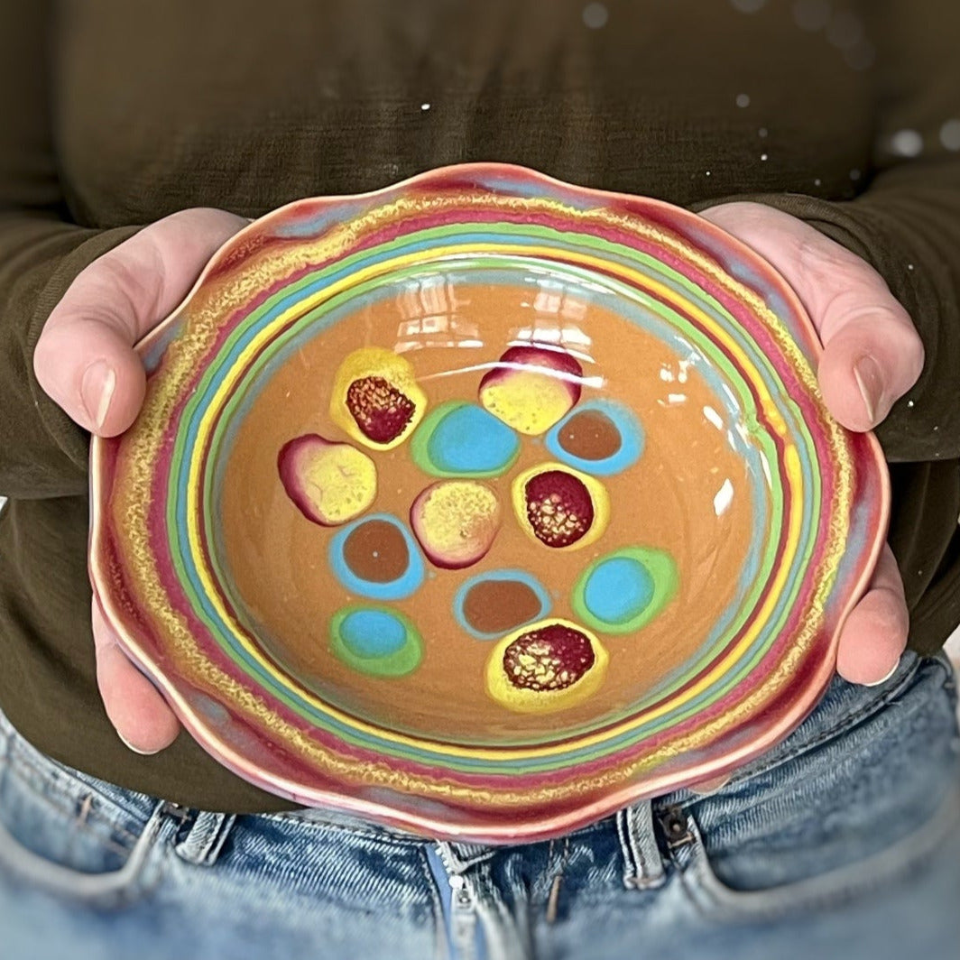 Saturn Orange Carved Rim Bowl