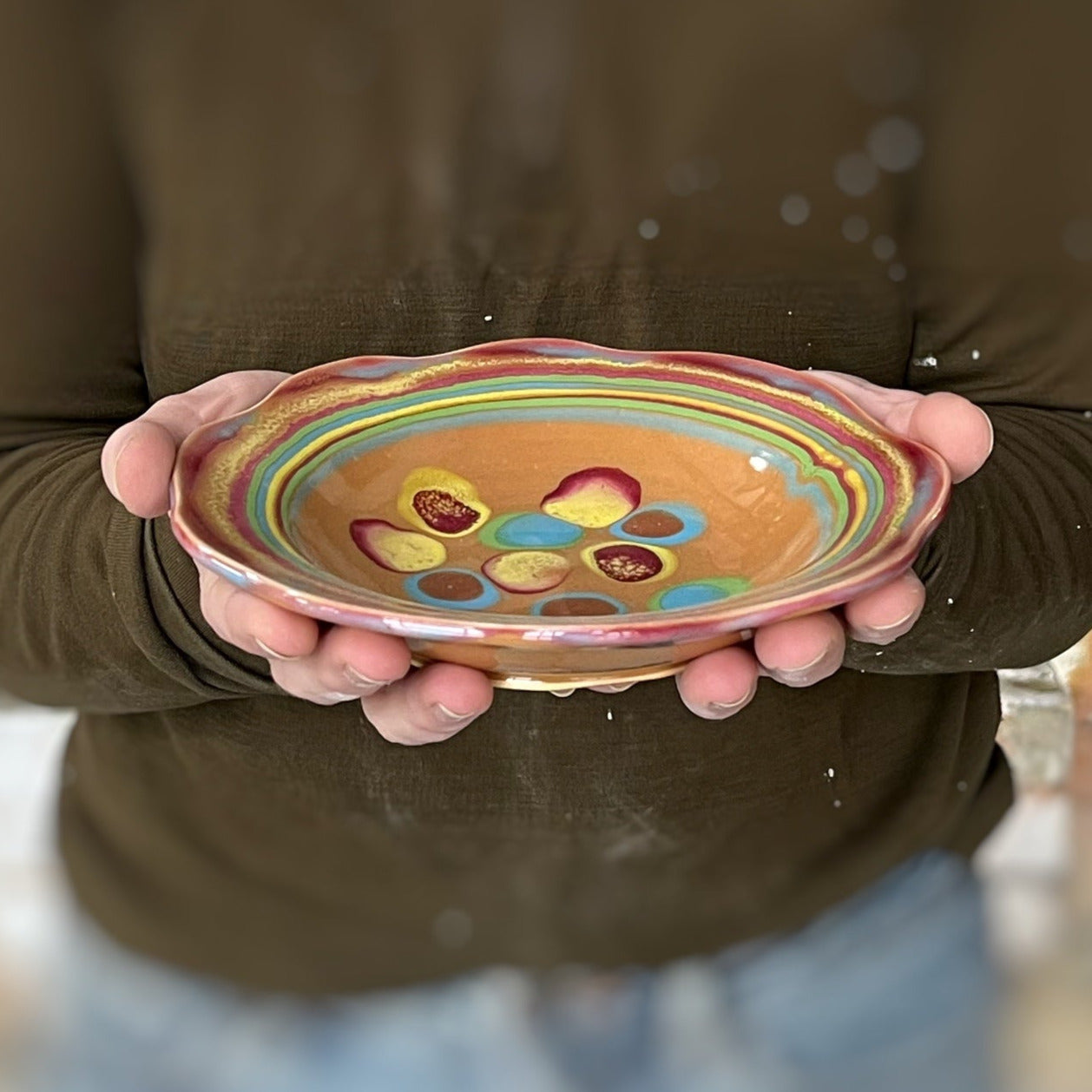 Saturn Orange Carved Rim Bowl