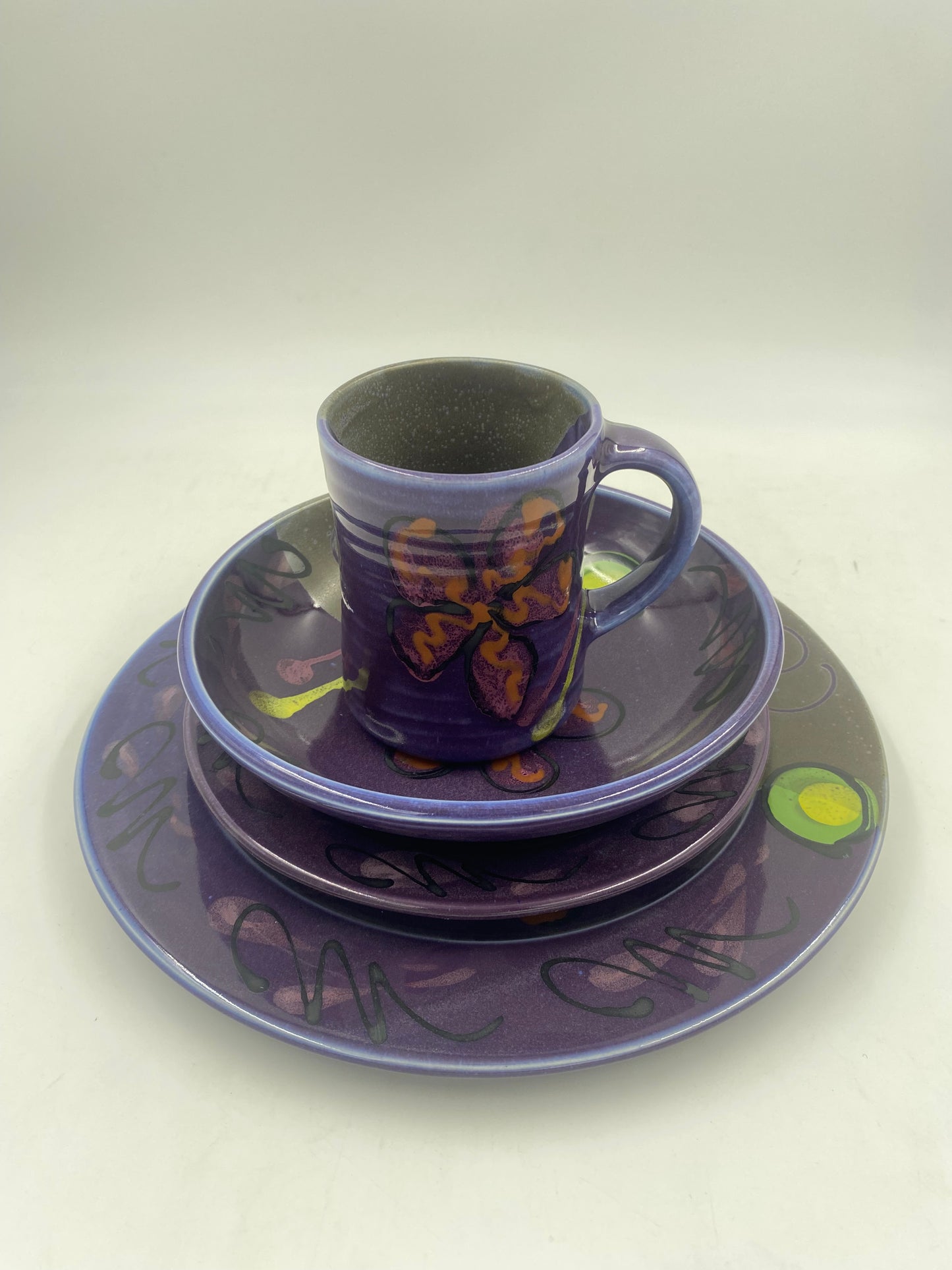 Purple Poppy Dinner Plate - Lasser Ceramics