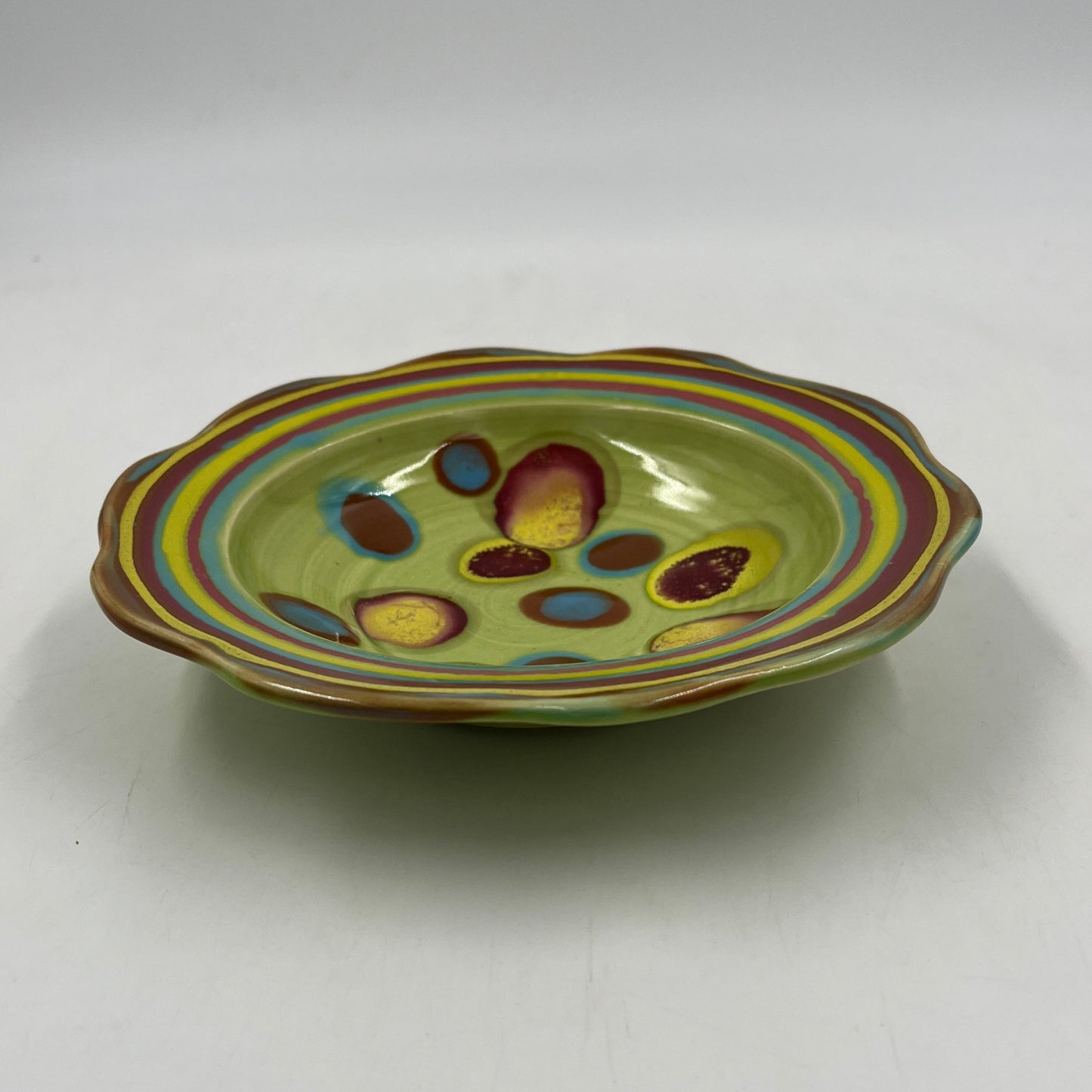Planet Green Carved Rim Bowl - Lasser Ceramics