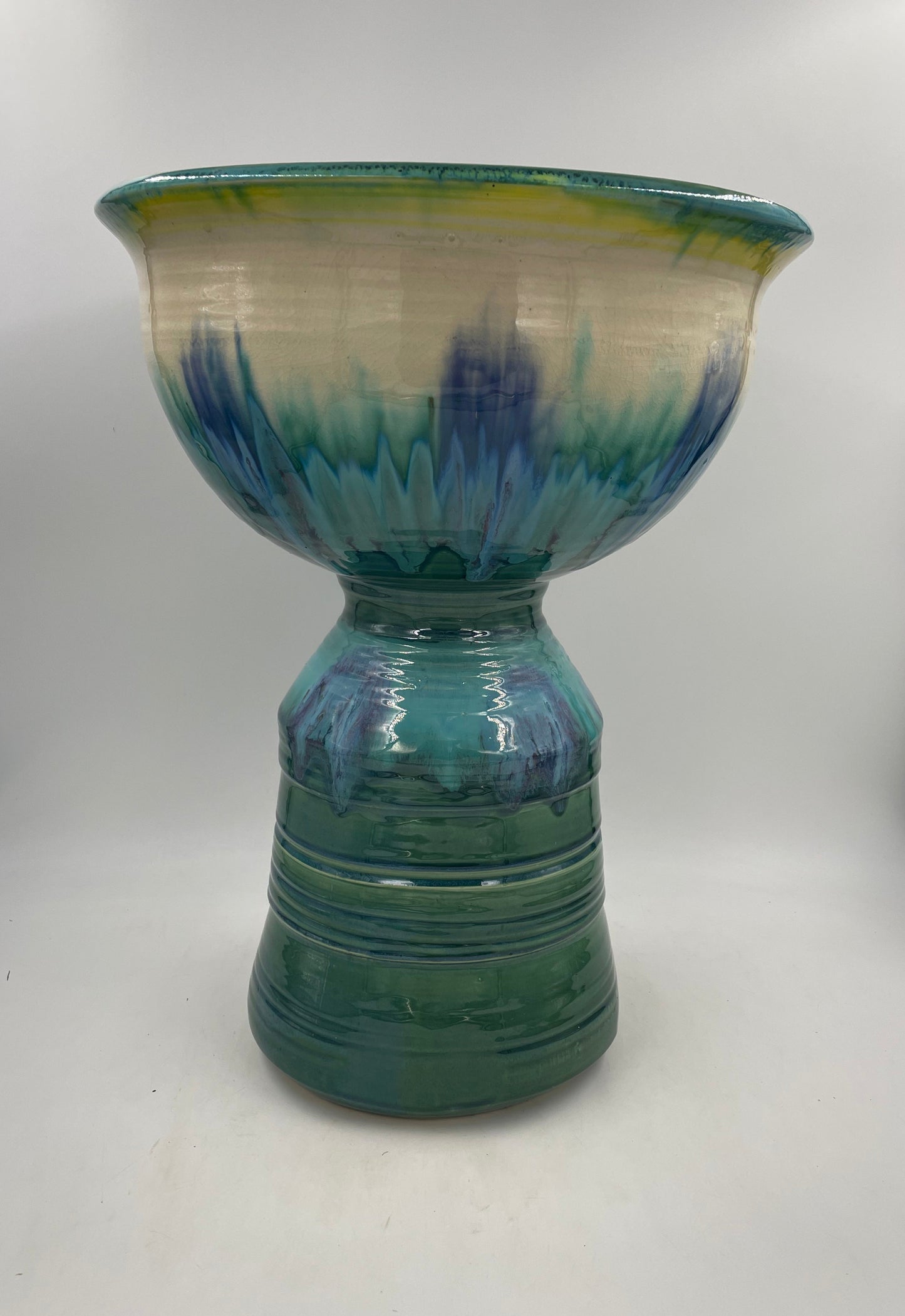 Teal Pedestal Planter
