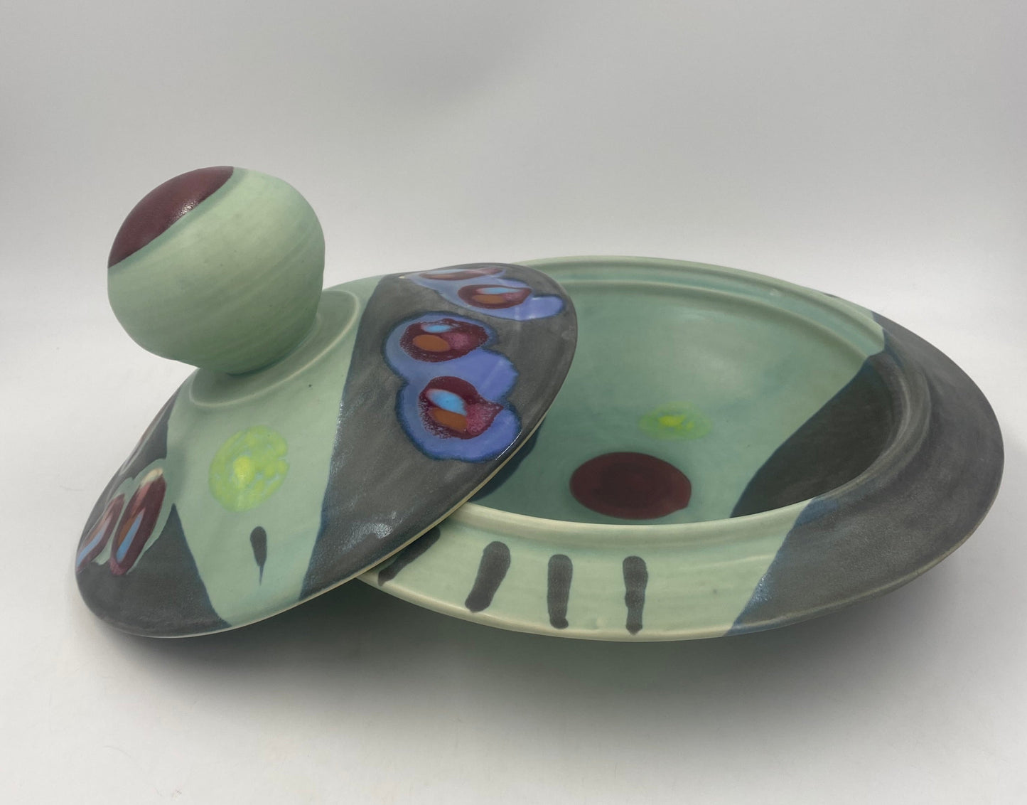 Green Black Casserole Dish - Lasser Ceramics