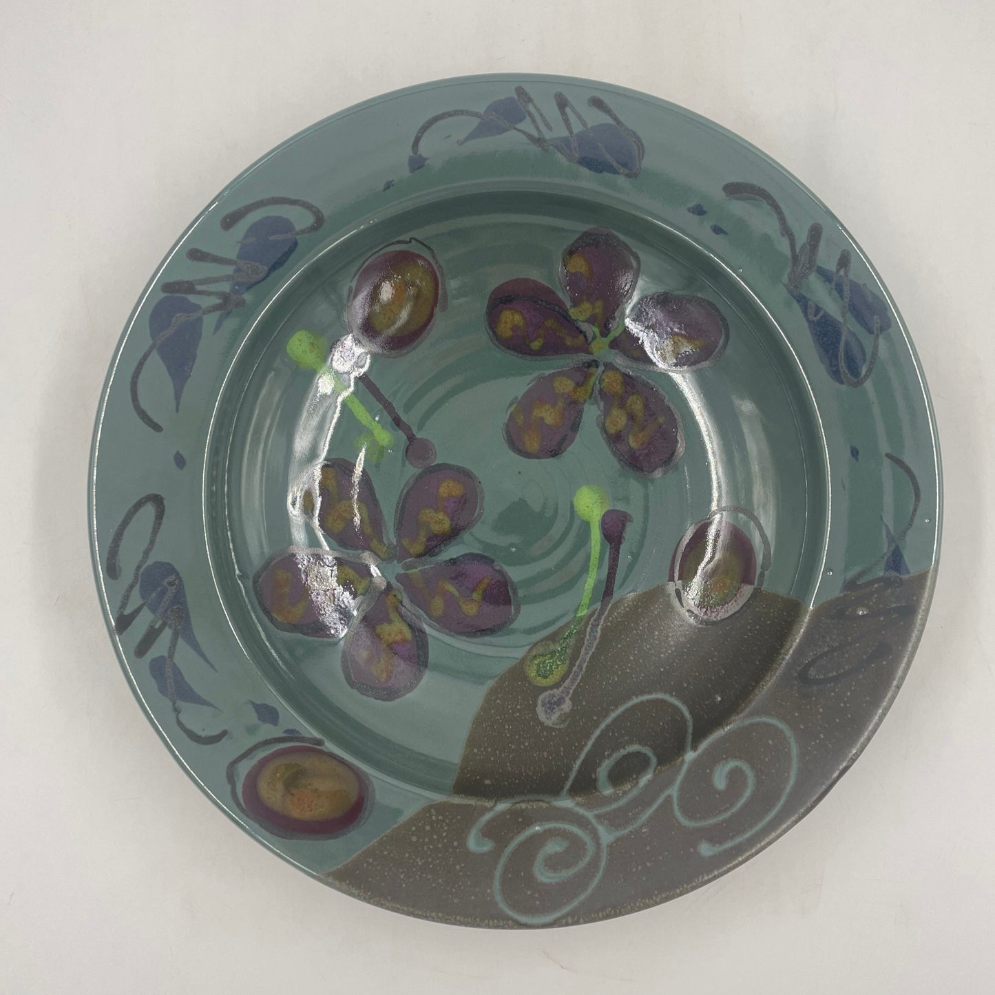 Green Poppy Pasta Bowl - Lasser Ceramics