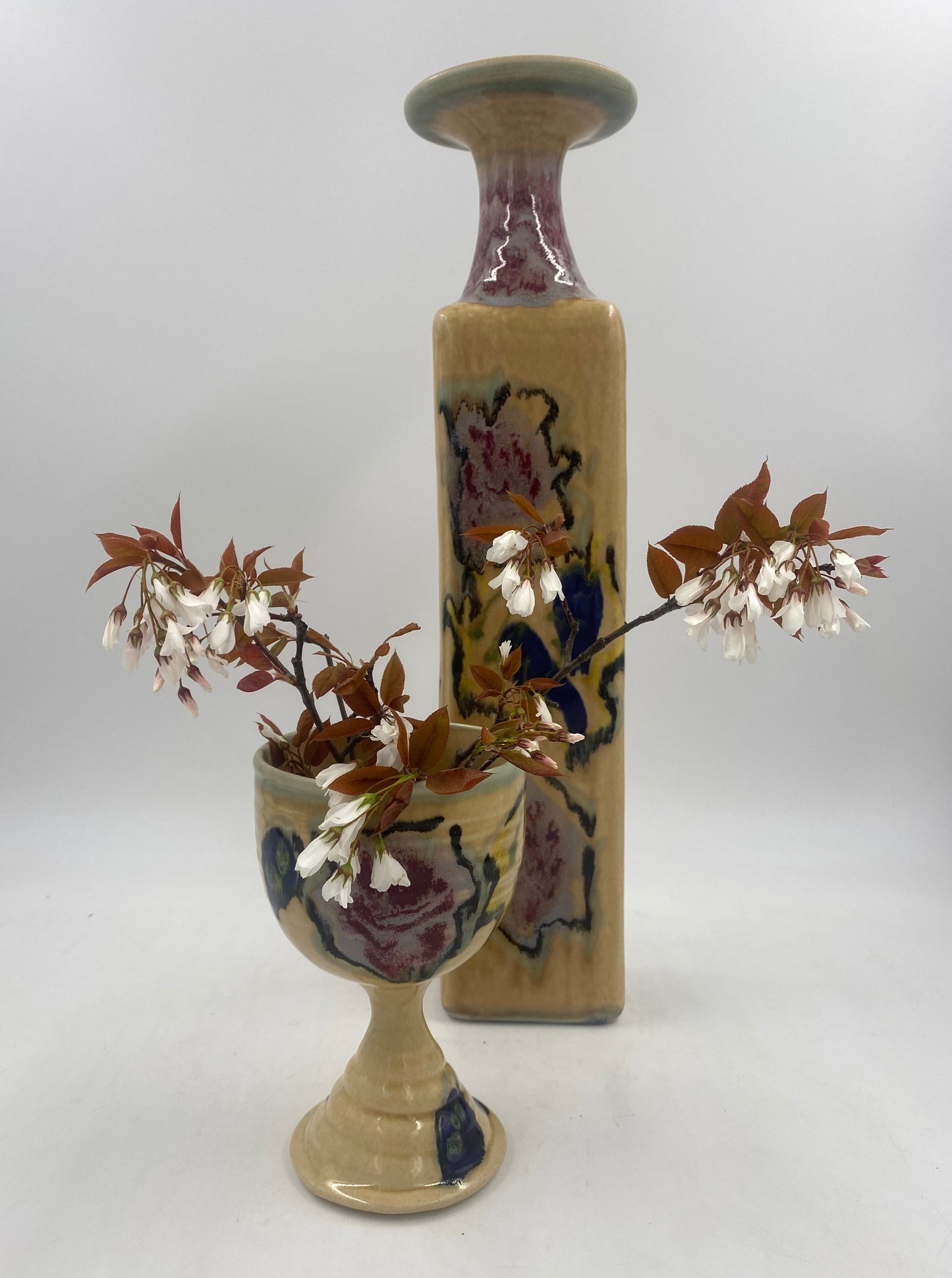 Vermont Rose Square Bottle - Lasser Ceramics