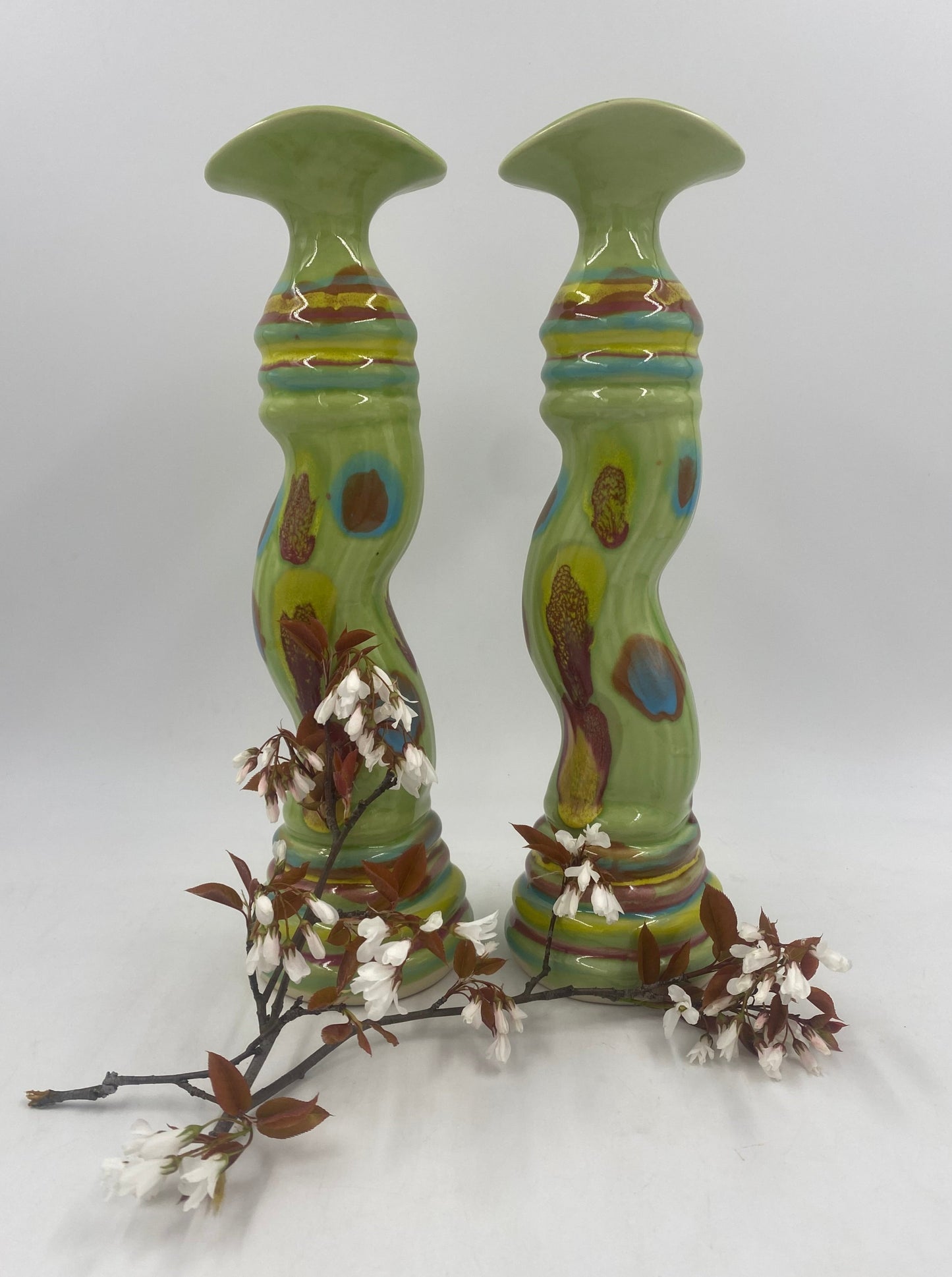 Planet Green Candlestick - Lasser Ceramics