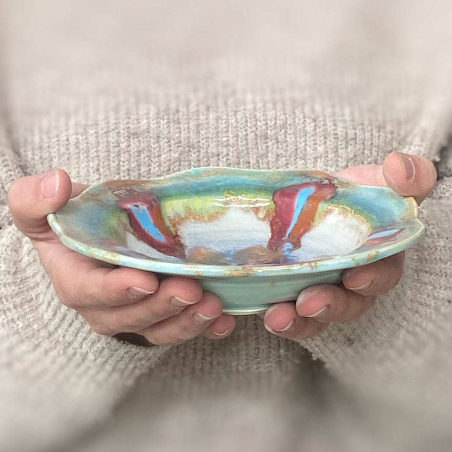 Sand Dollar Carved Rim Bowl - Lasser Ceramics