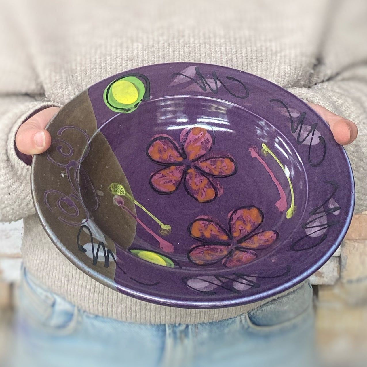 Purple Poppy Pasta Bowl - Lasser Ceramics