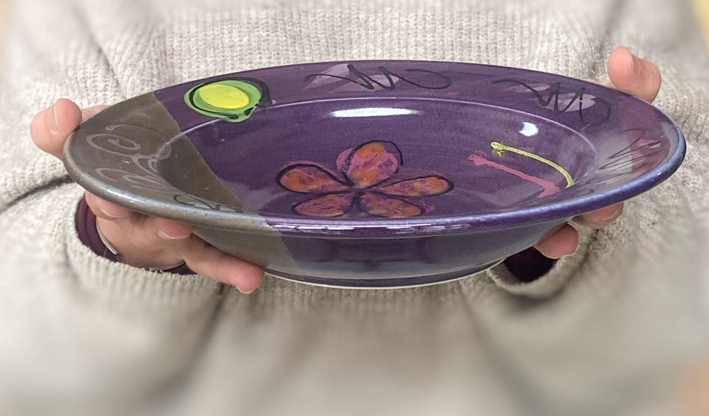 Purple Poppy Pasta Bowl - Lasser Ceramics