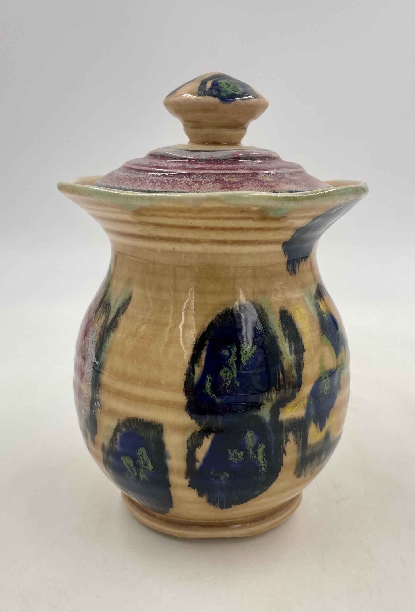 Vermont Rose Scalloped Rim Jar - Lasser Ceramics