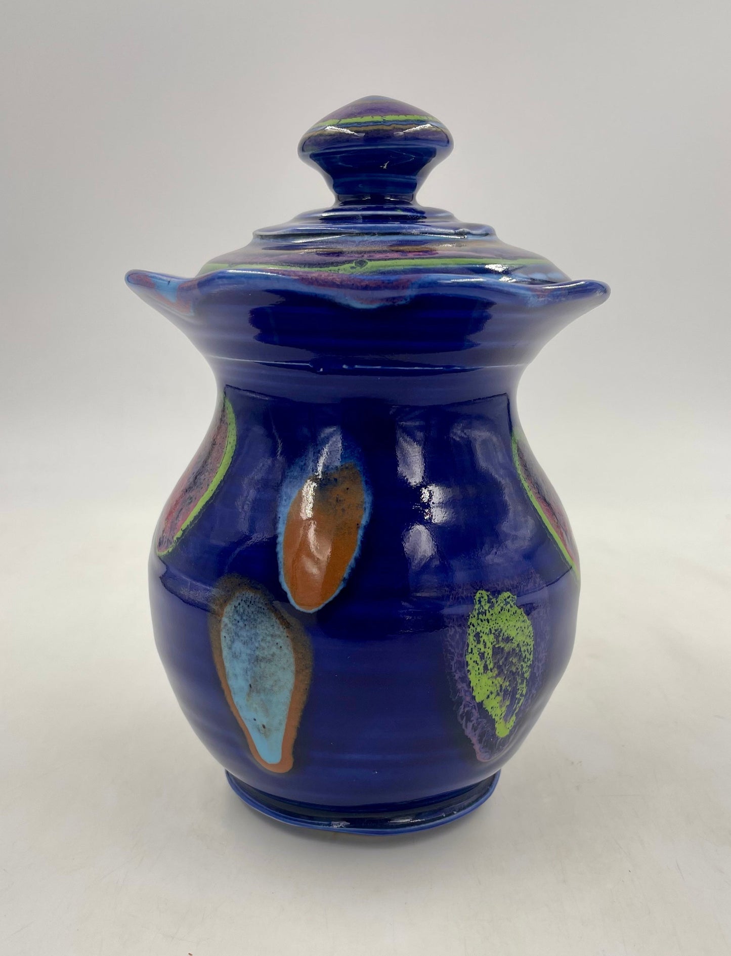 Galaxy Blue Scalloped Rim Jar