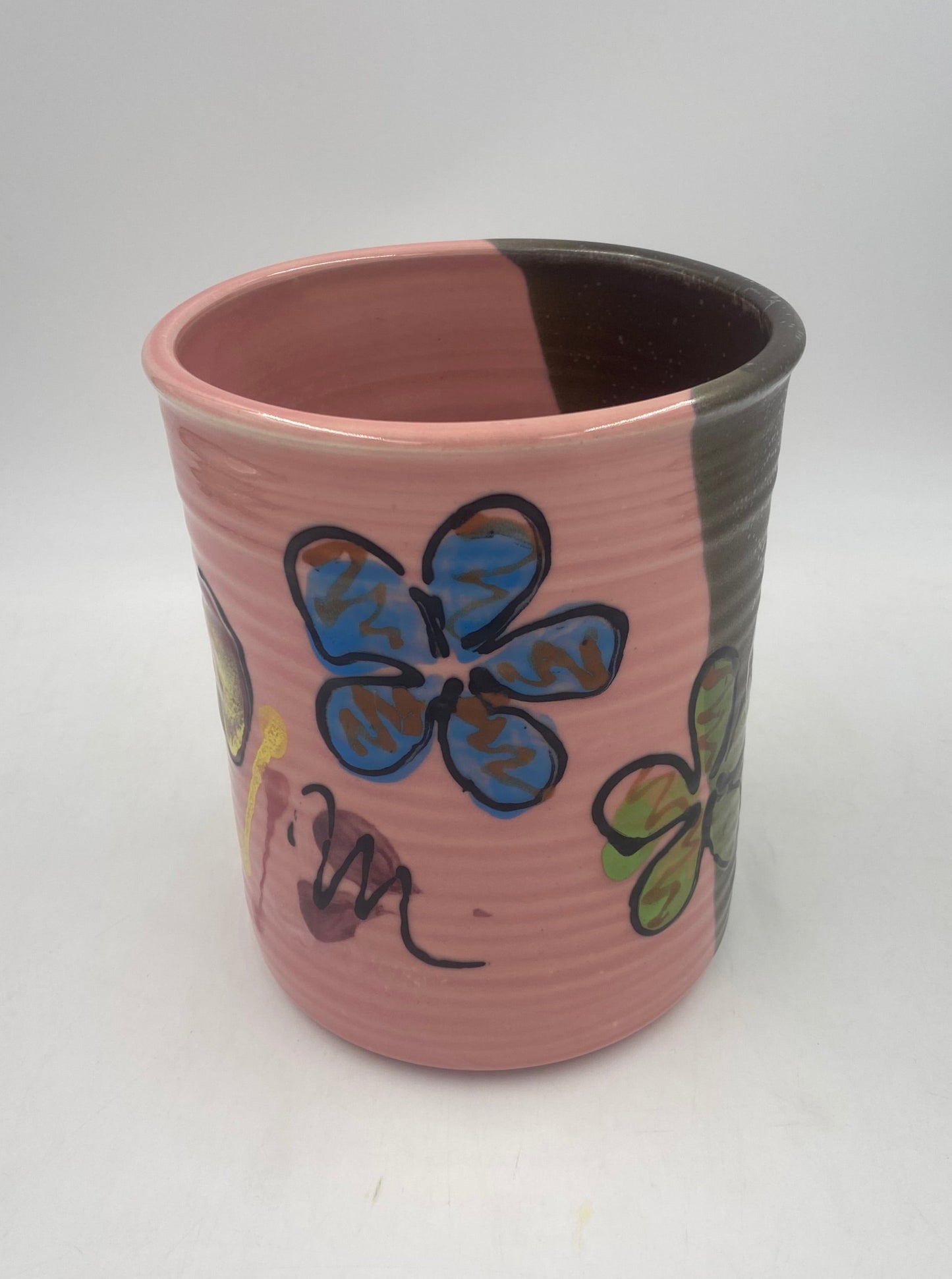 Pink Poppy Utensil Holder - Lasser Ceramics