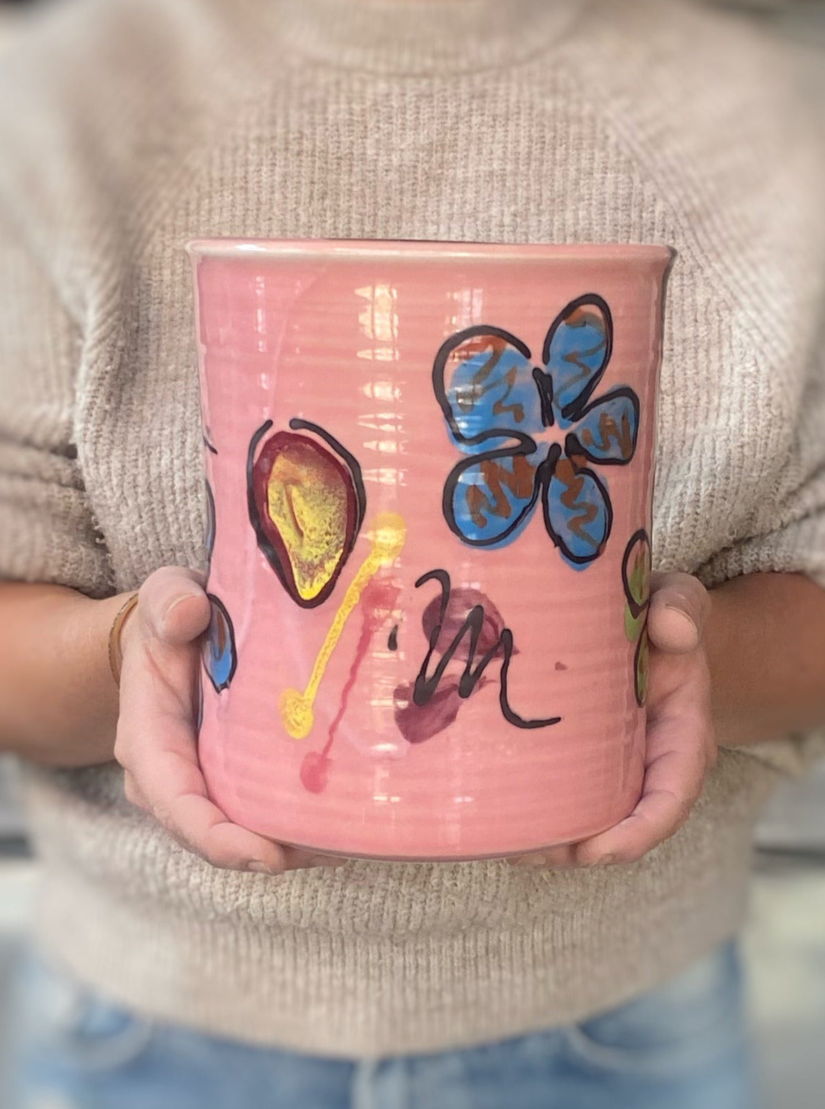 Pink Poppy Utensil Holder