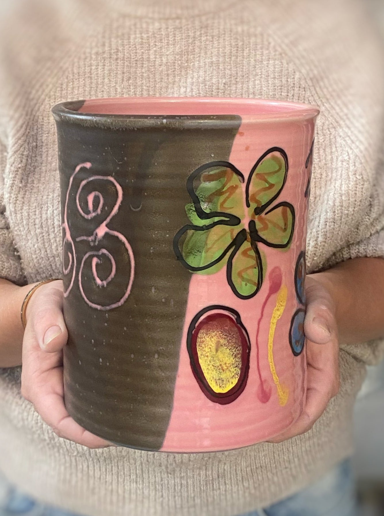 Pink Poppy Utensil Holder