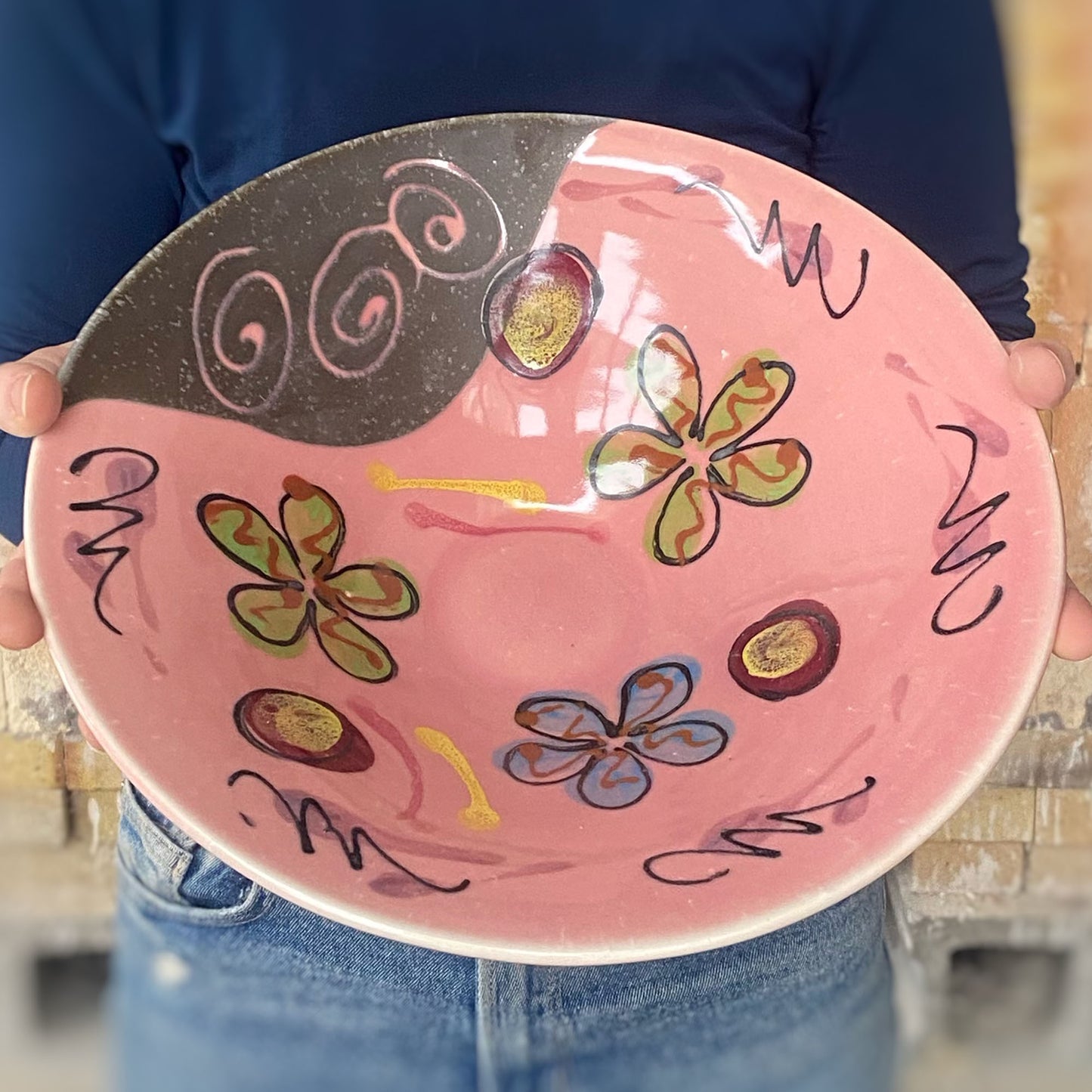 Pink Poppy Conical Bowl