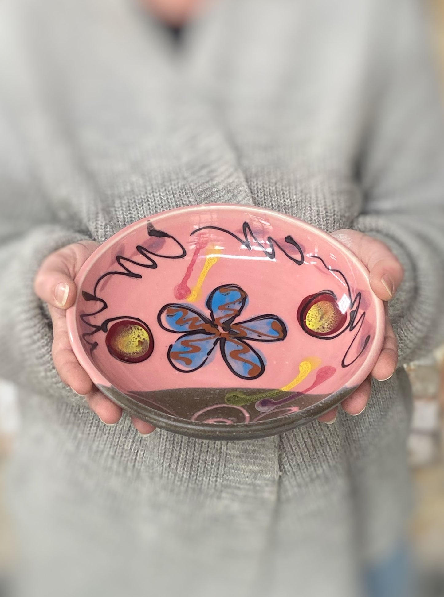 Pink Poppy Dinner Bowl