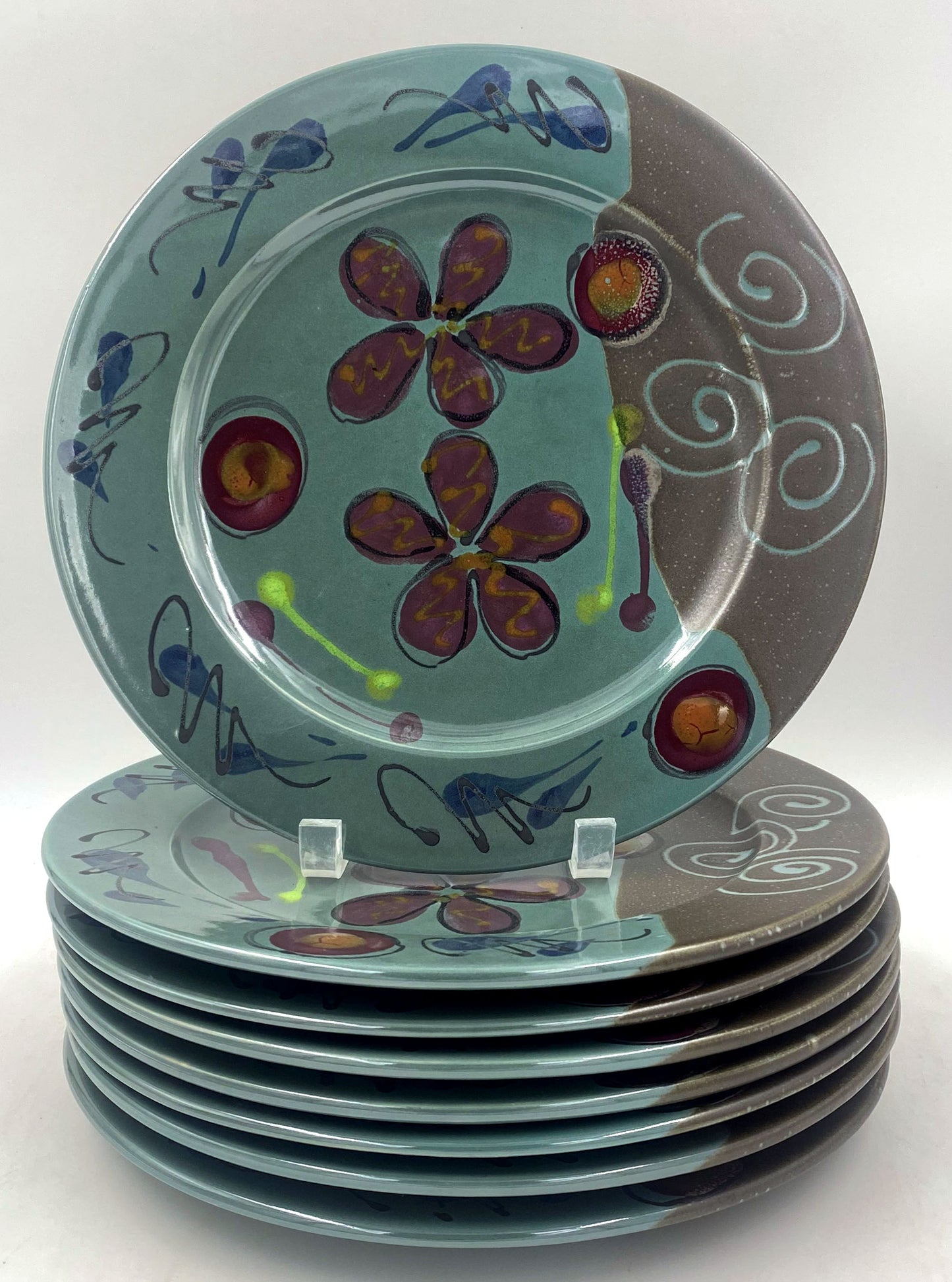 Green Poppy Dinner Plate - Lasser Ceramics