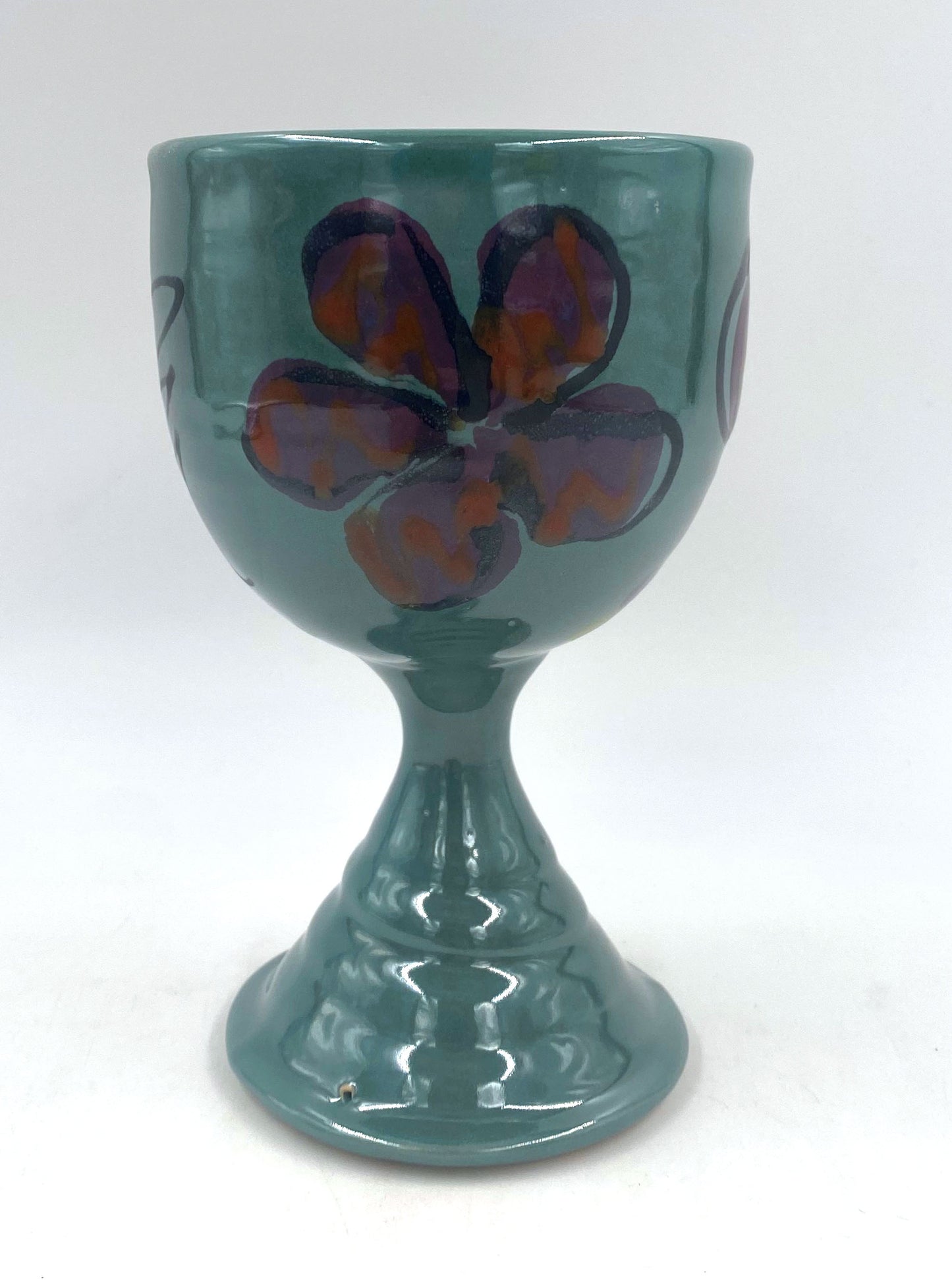 Green Poppy Goblet - Lasser Ceramics