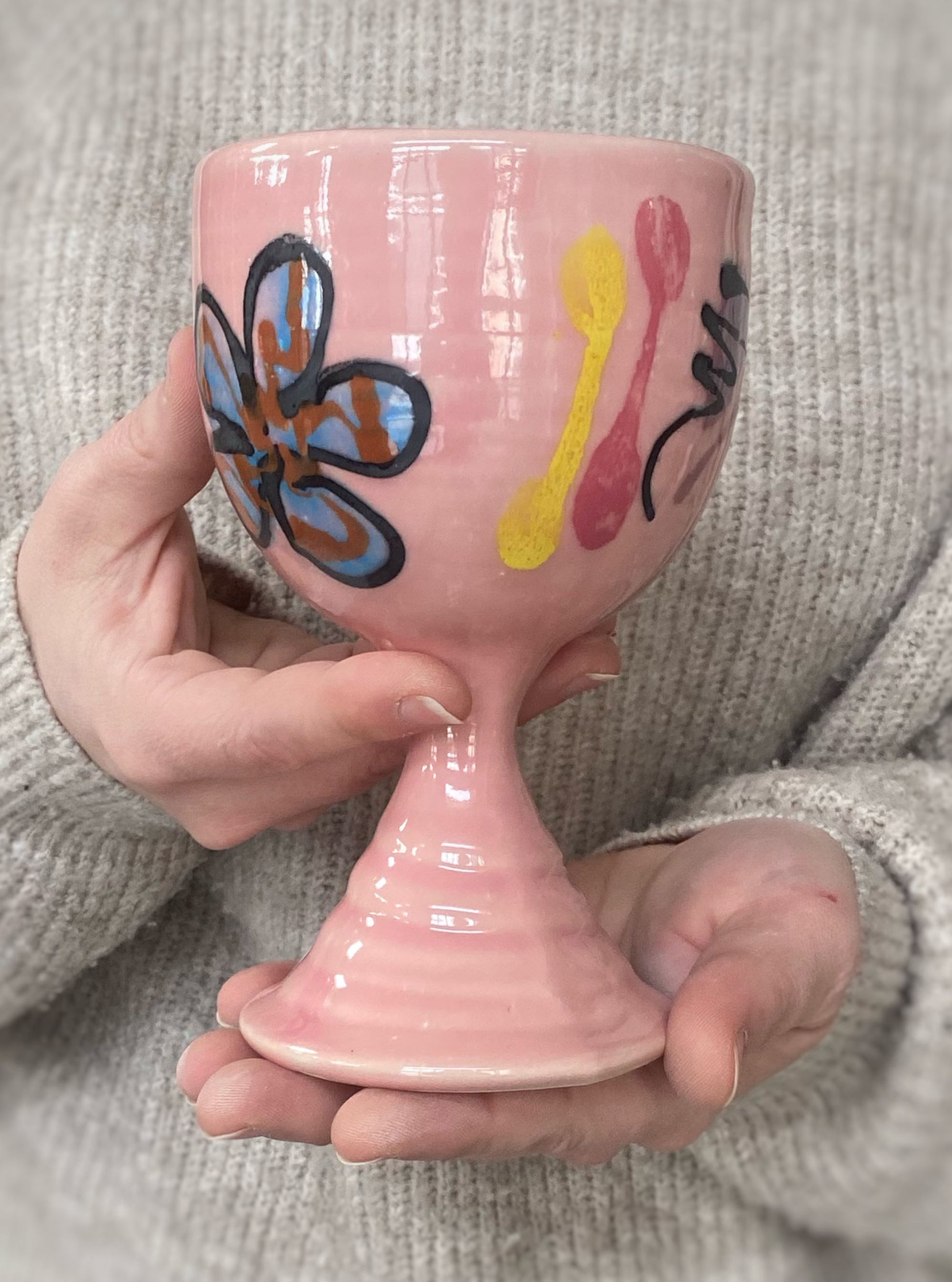Pink Poppy Goblet - Lasser Ceramics
