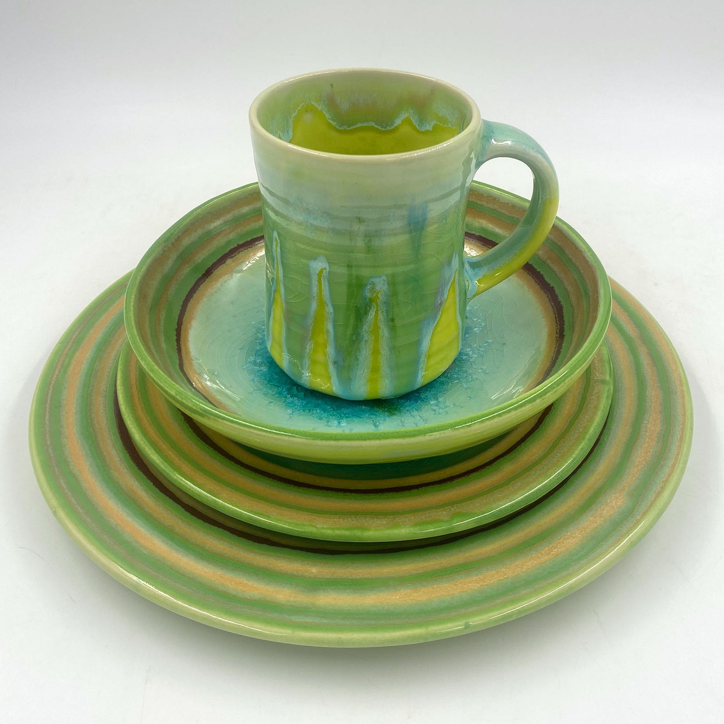 Ocean Green Blue Ceramic Plates/Dinnerware Set - Lasser Ceramics