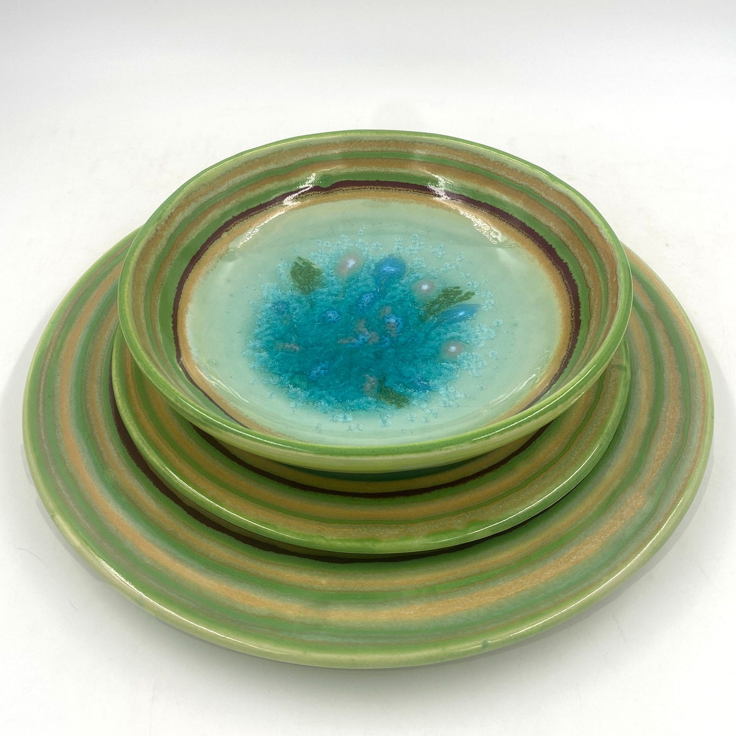 Ocean Green Blue Ceramic Plates/Dinnerware Set - Lasser Ceramics