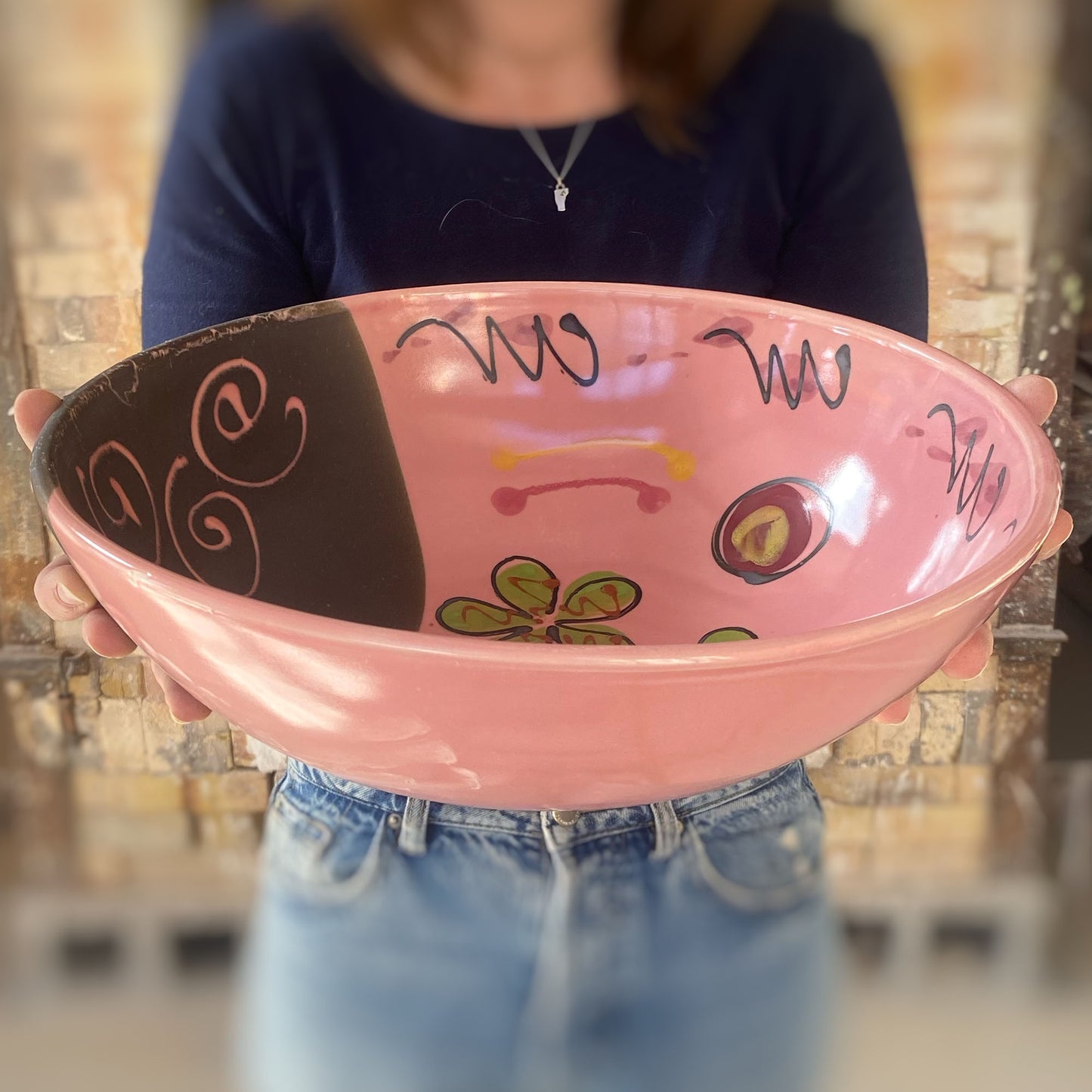 Pink Poppy Serving Bowl