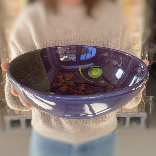 Purple Poppy Serving Bowl
