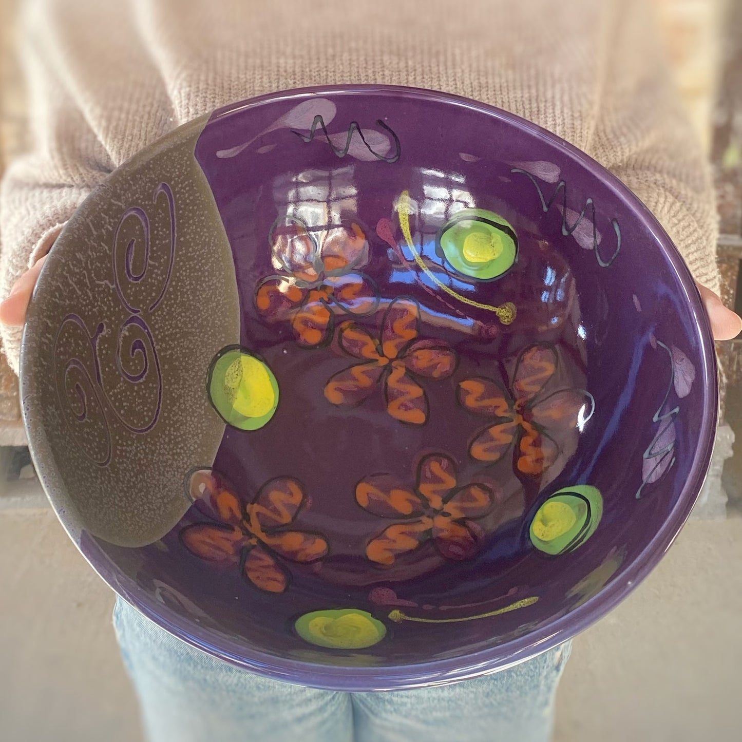 Purple Poppy Serving Bowl