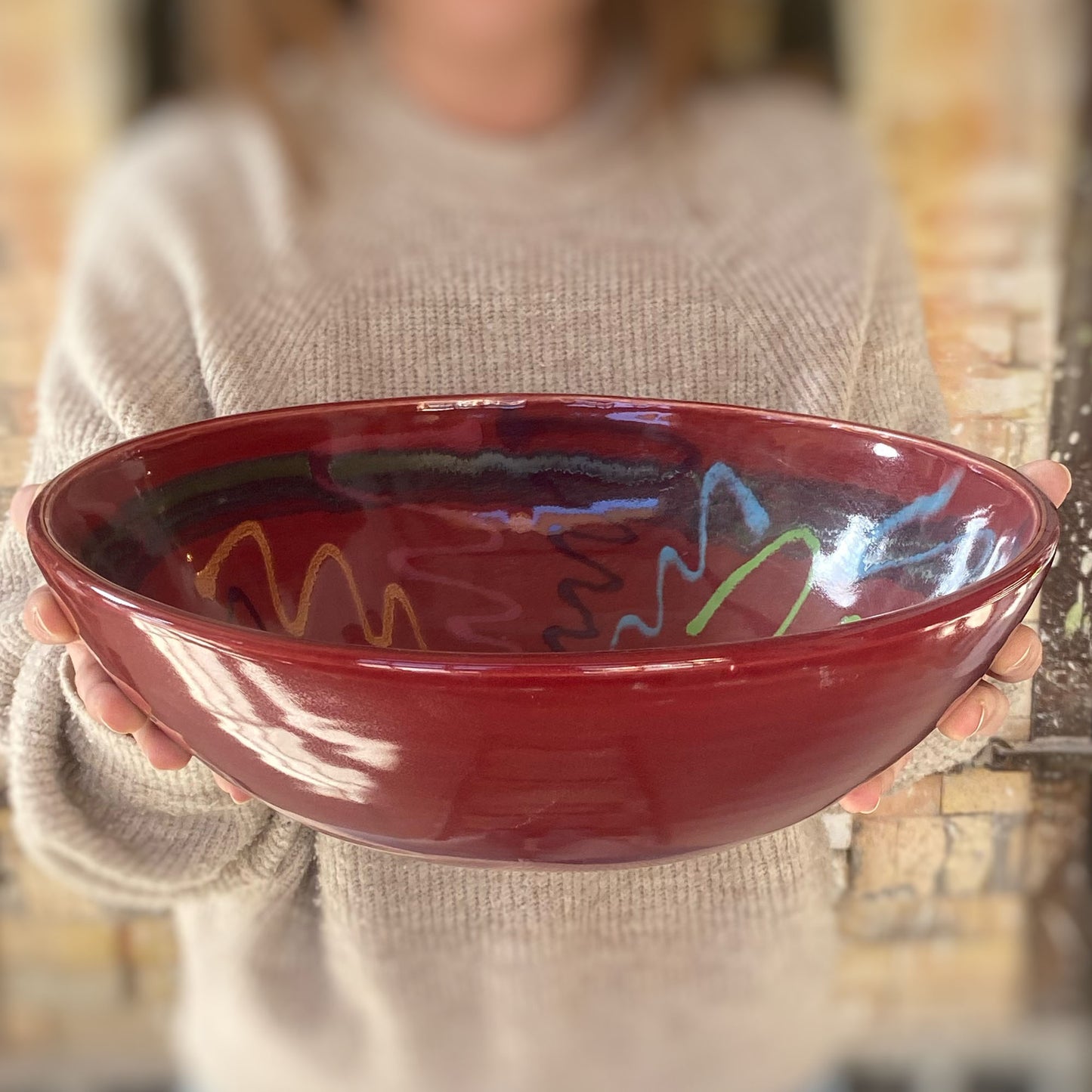 Red Craze Serving Bowl