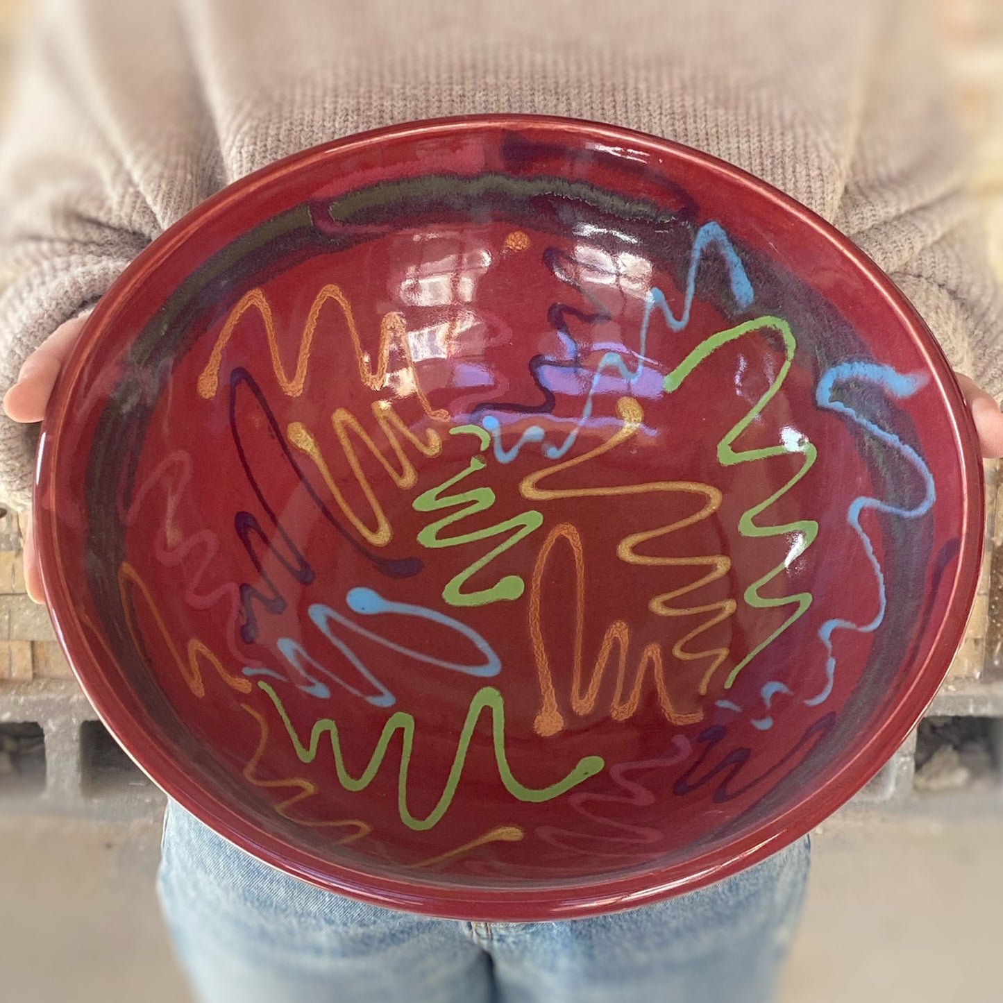 Red Craze Serving Bowl