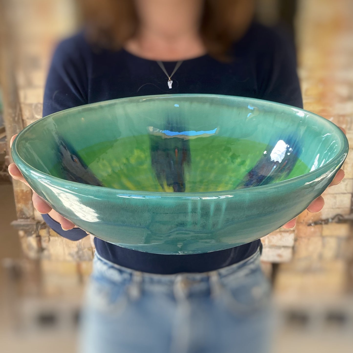 Teal Serving Bowl