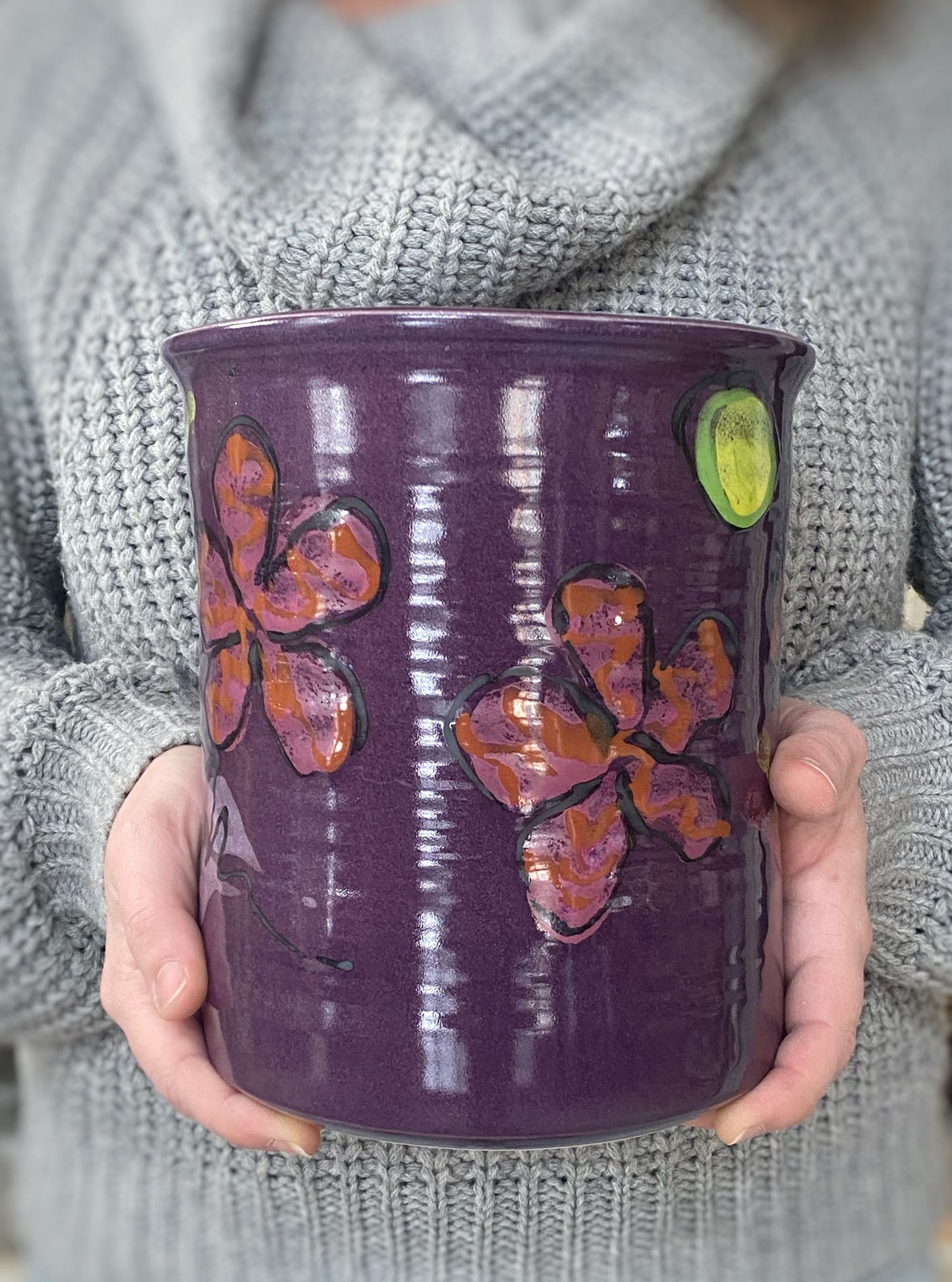 Purple Poppy Utensil Holder