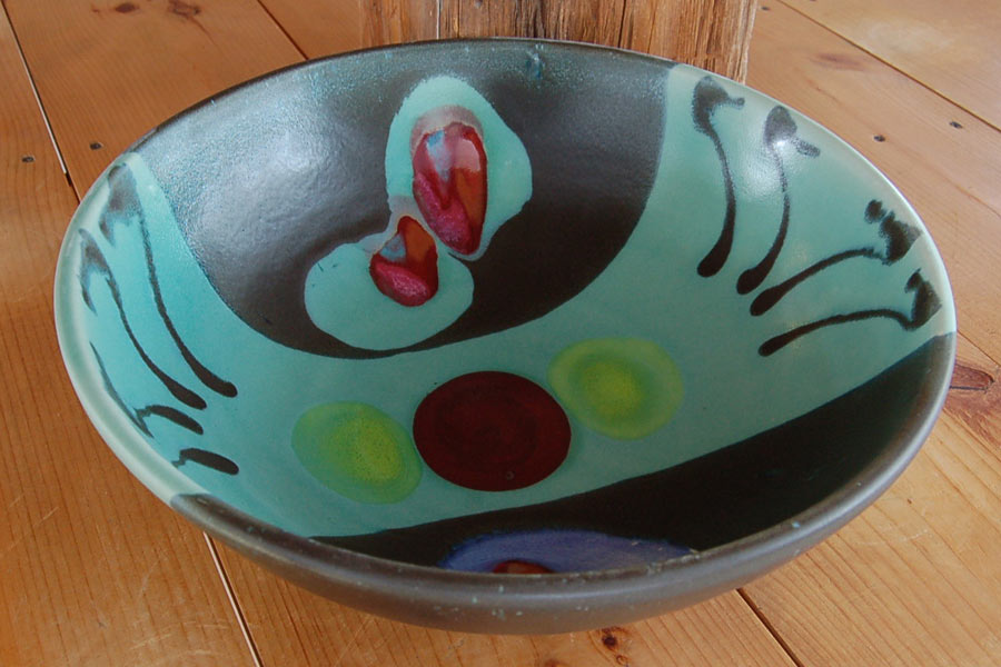 Green Black Serving Bowl