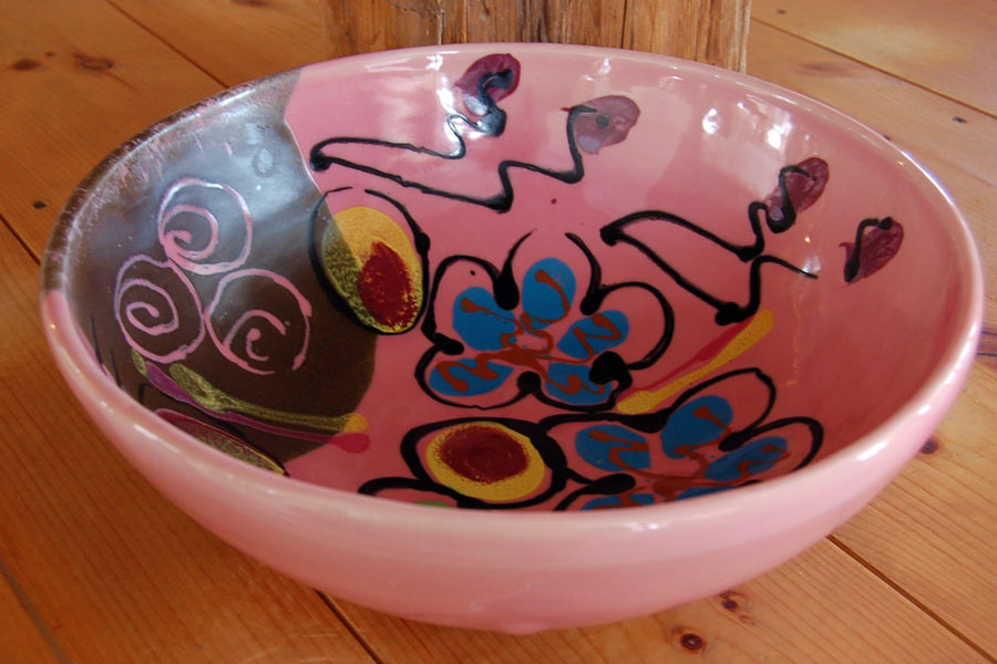 Pink Poppy Serving Bowl