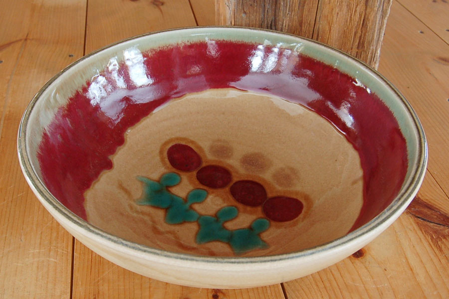 Red Tulip Serving Bowl - Lasser Ceramics