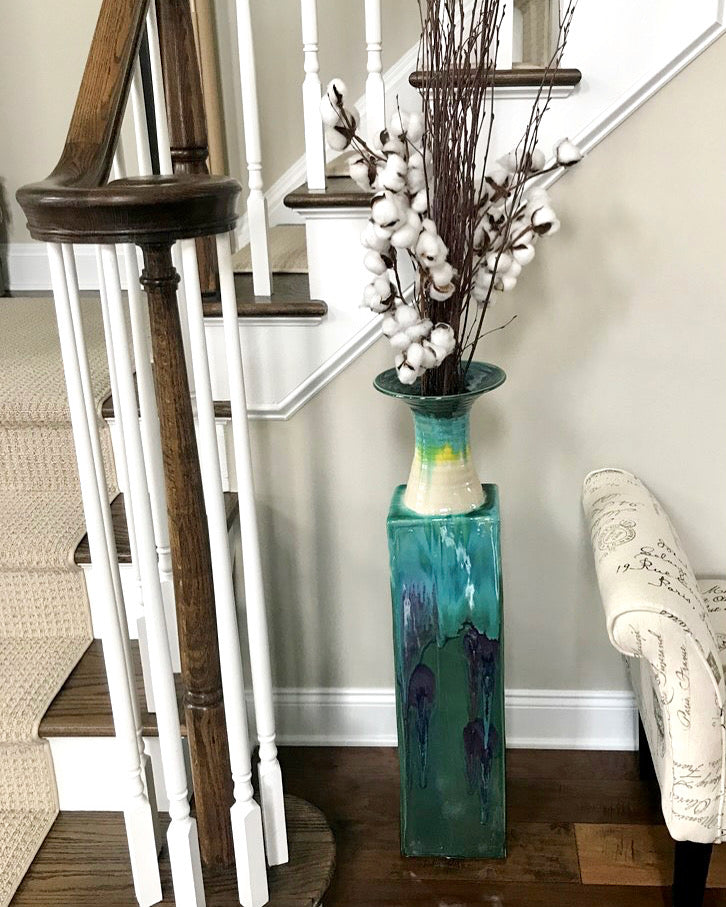 Teal Square Bottle - Lasser Ceramics