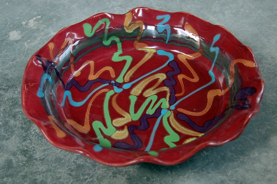 Red Craze Pie Plate - Lasser Ceramics