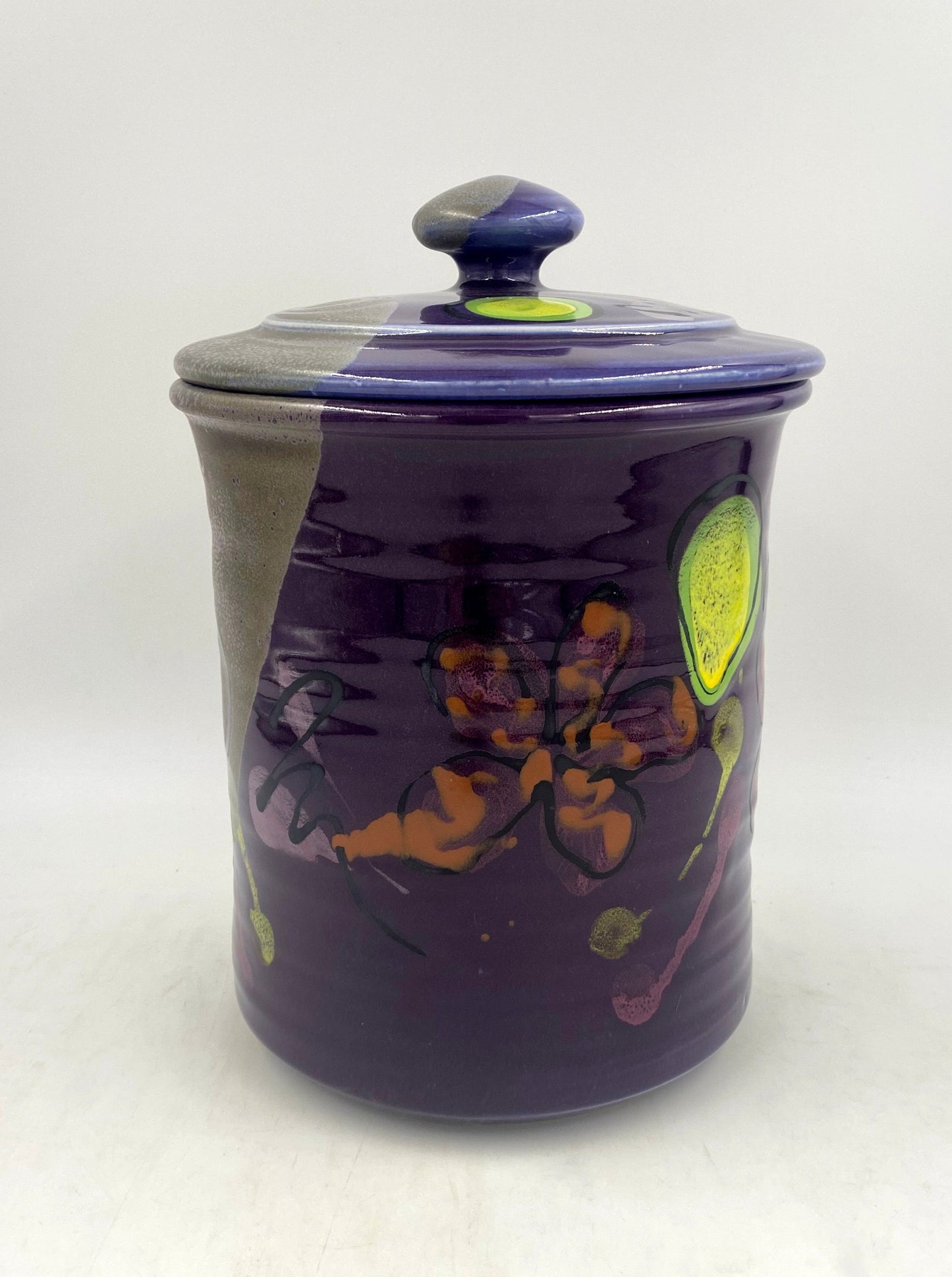 Purple Poppy Cannister - Lasser Ceramics