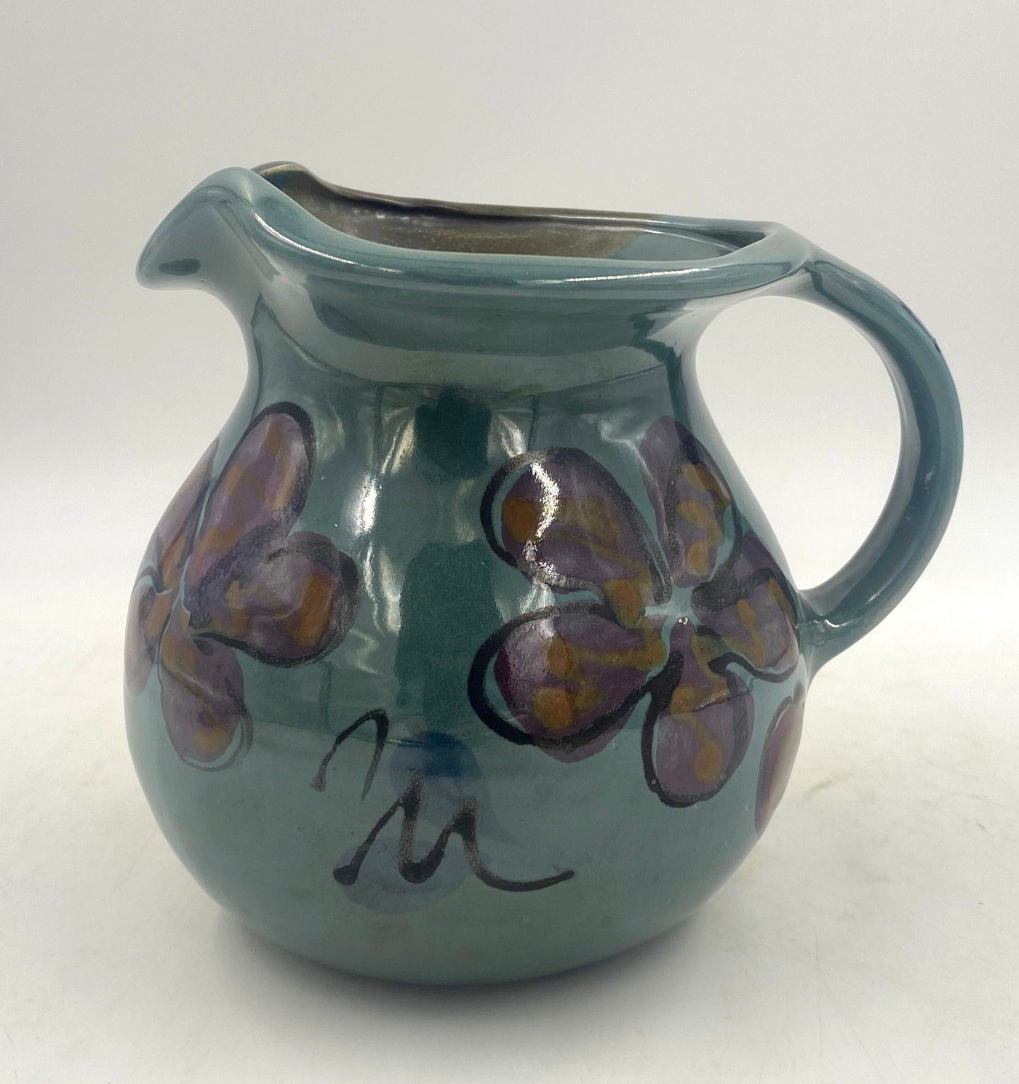 Green Poppy Pitcher - Lasser Ceramics
