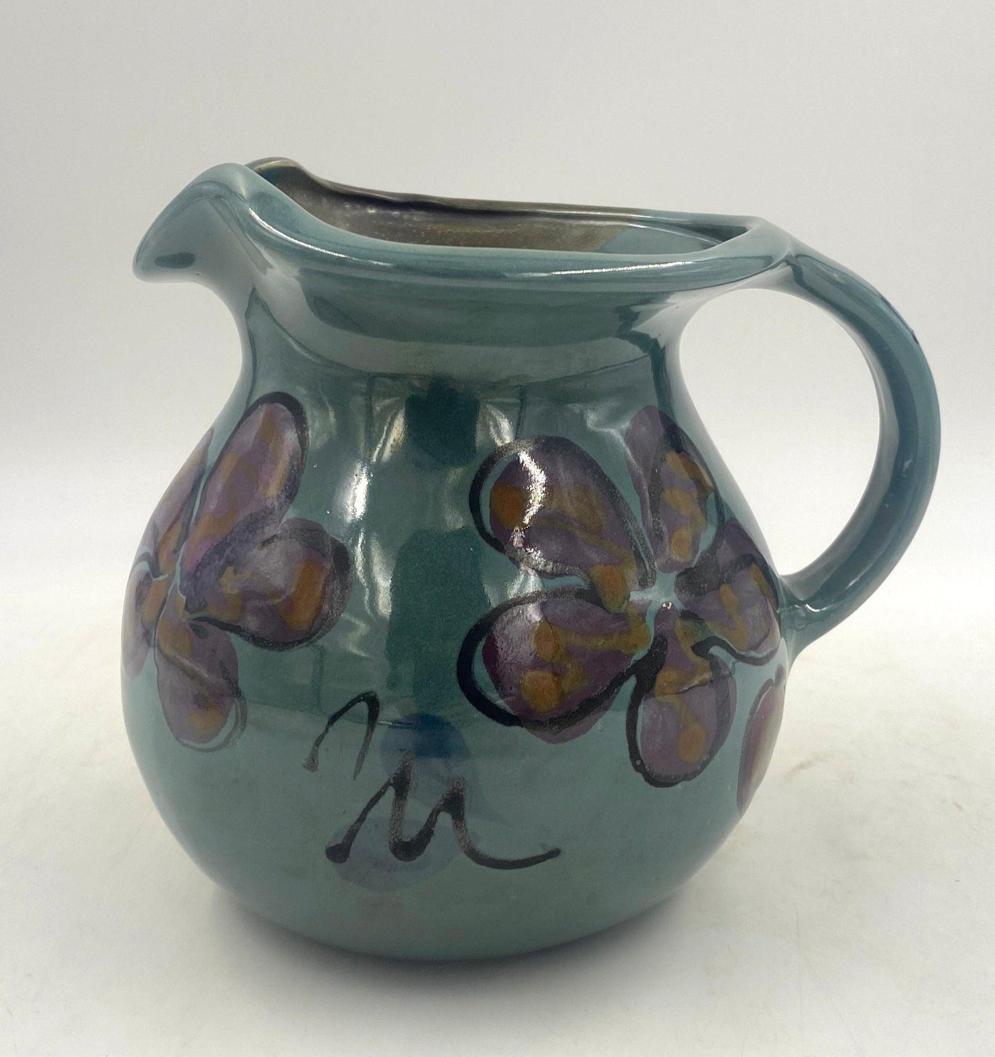 Green Poppy Pitcher - Lasser Ceramics