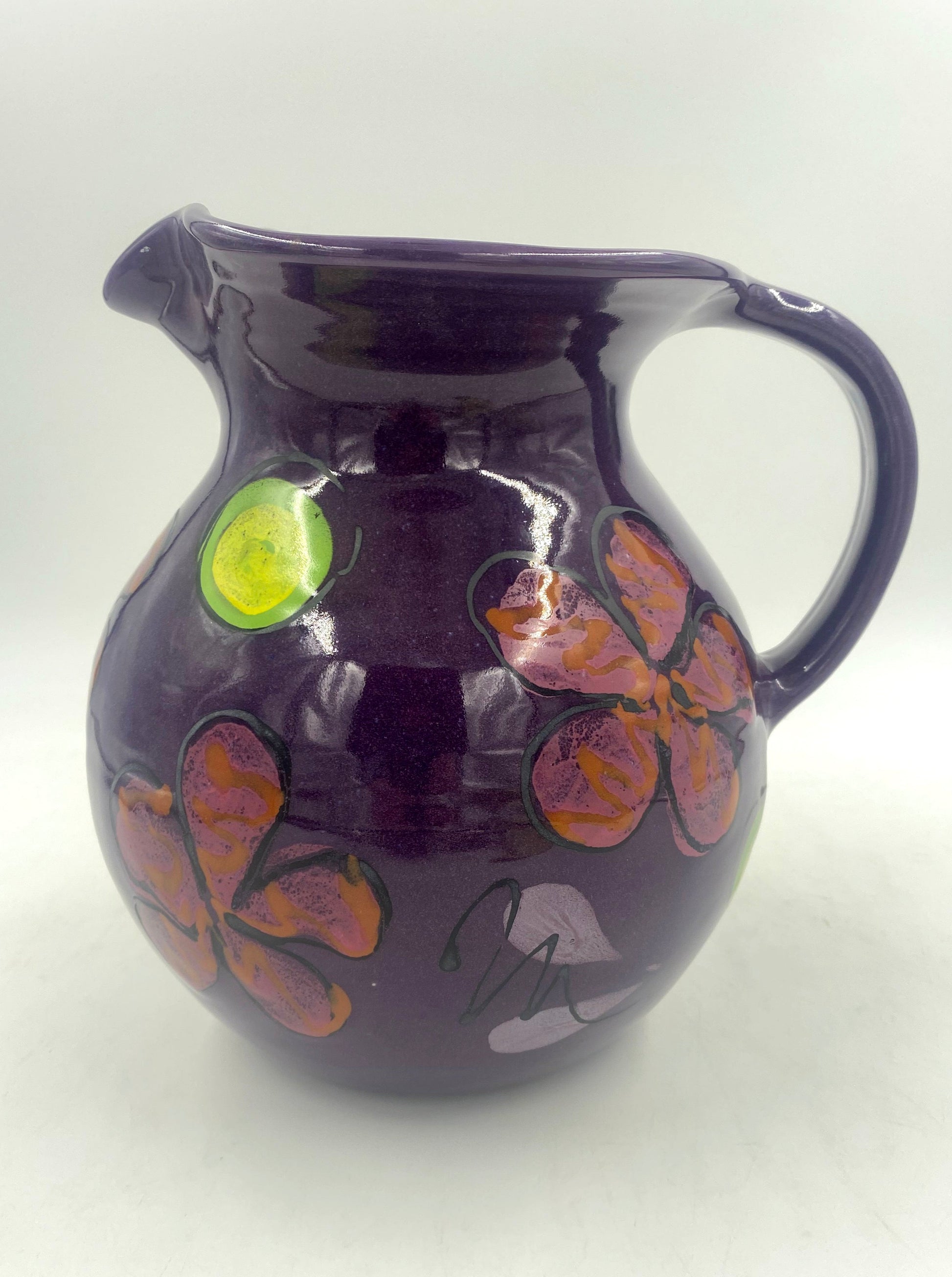 Purple Poppy Pitcher - Lasser Ceramics