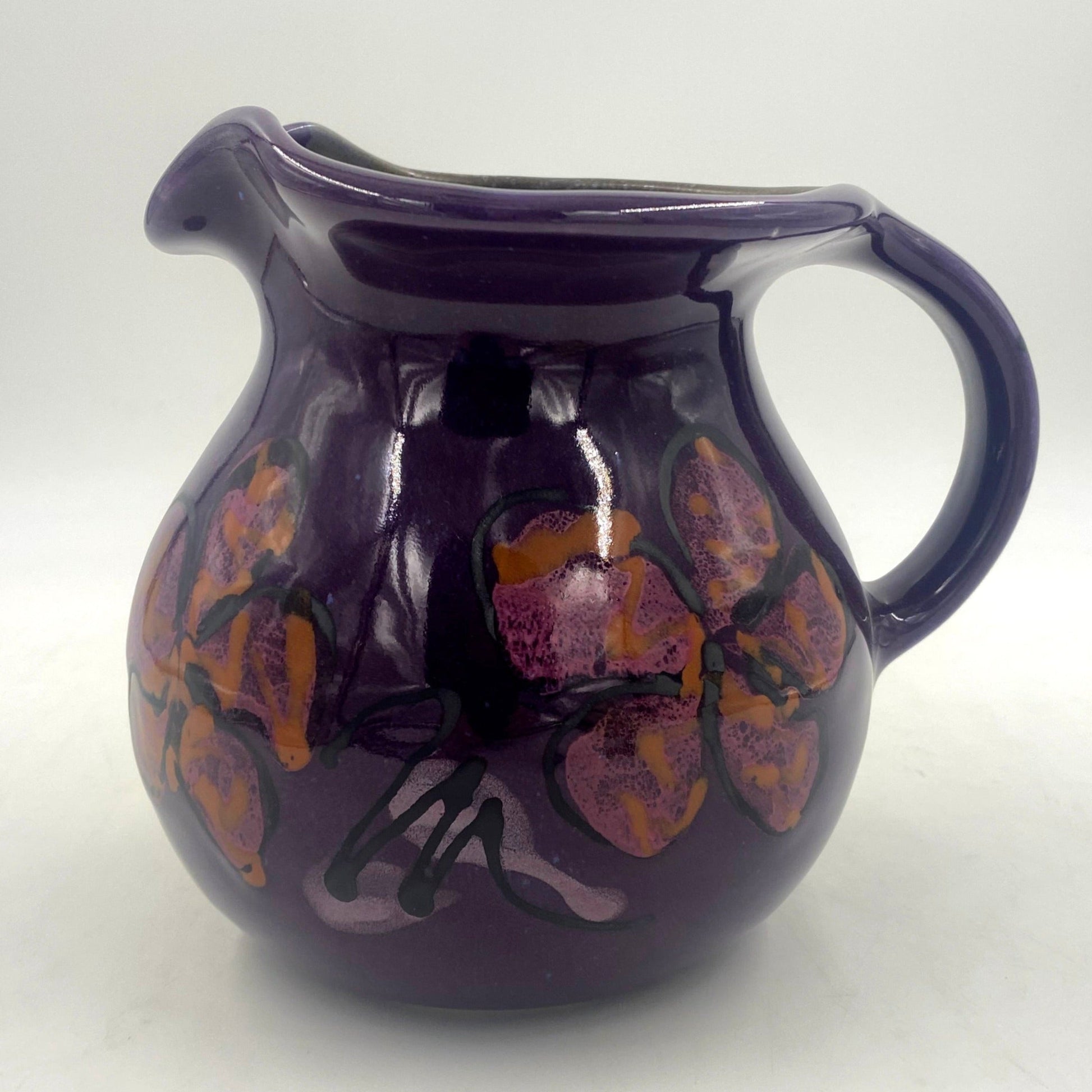 Purple Poppy Pitcher - Lasser Ceramics