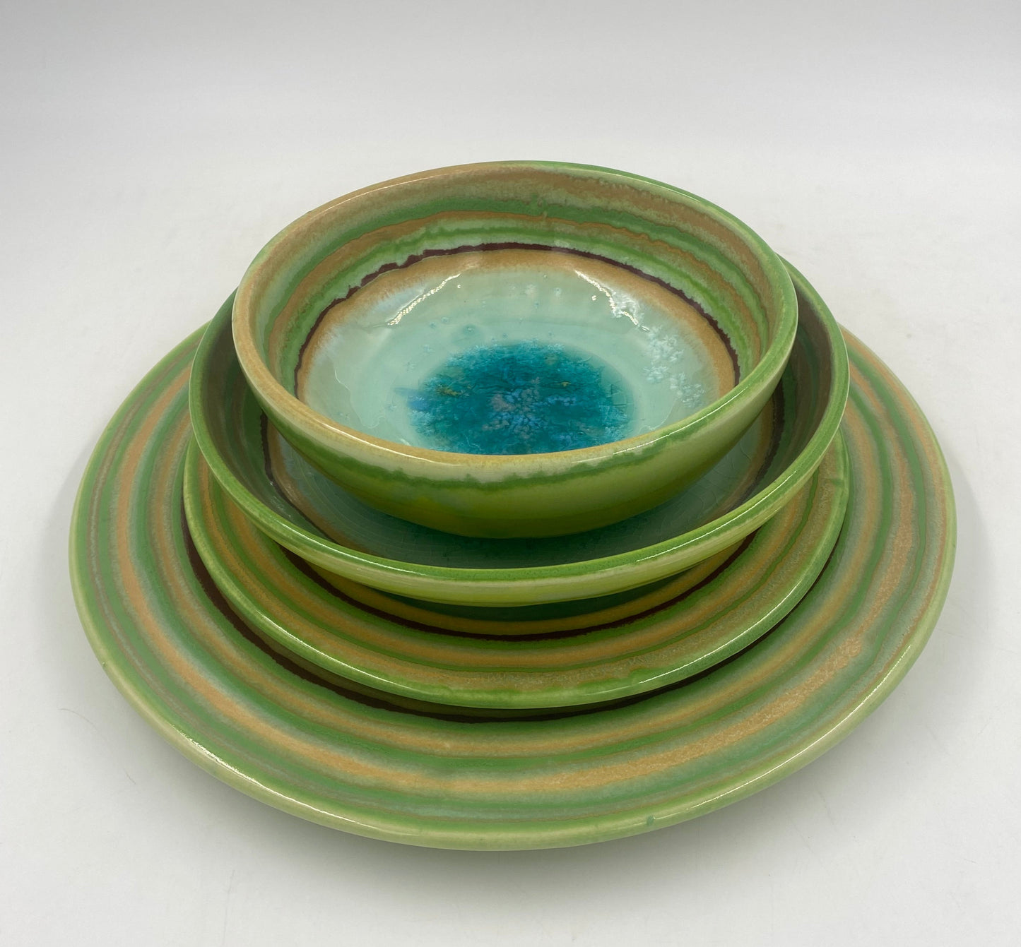 Ocean Green Blue Ceramic Plates/Dinnerware Set - Lasser Ceramics