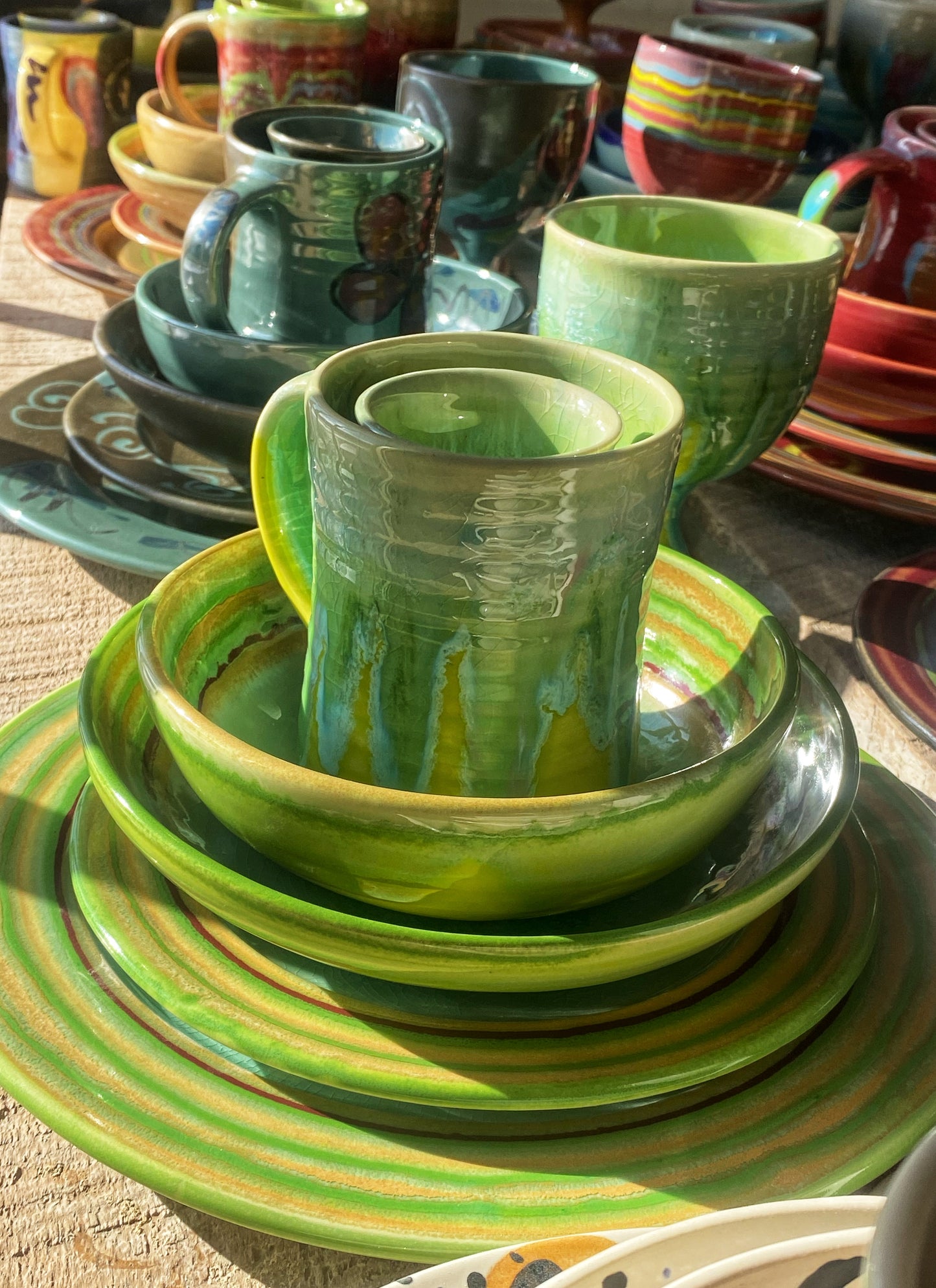 Ocean Green Blue Ceramic Plates/Dinnerware Set - Lasser Ceramics