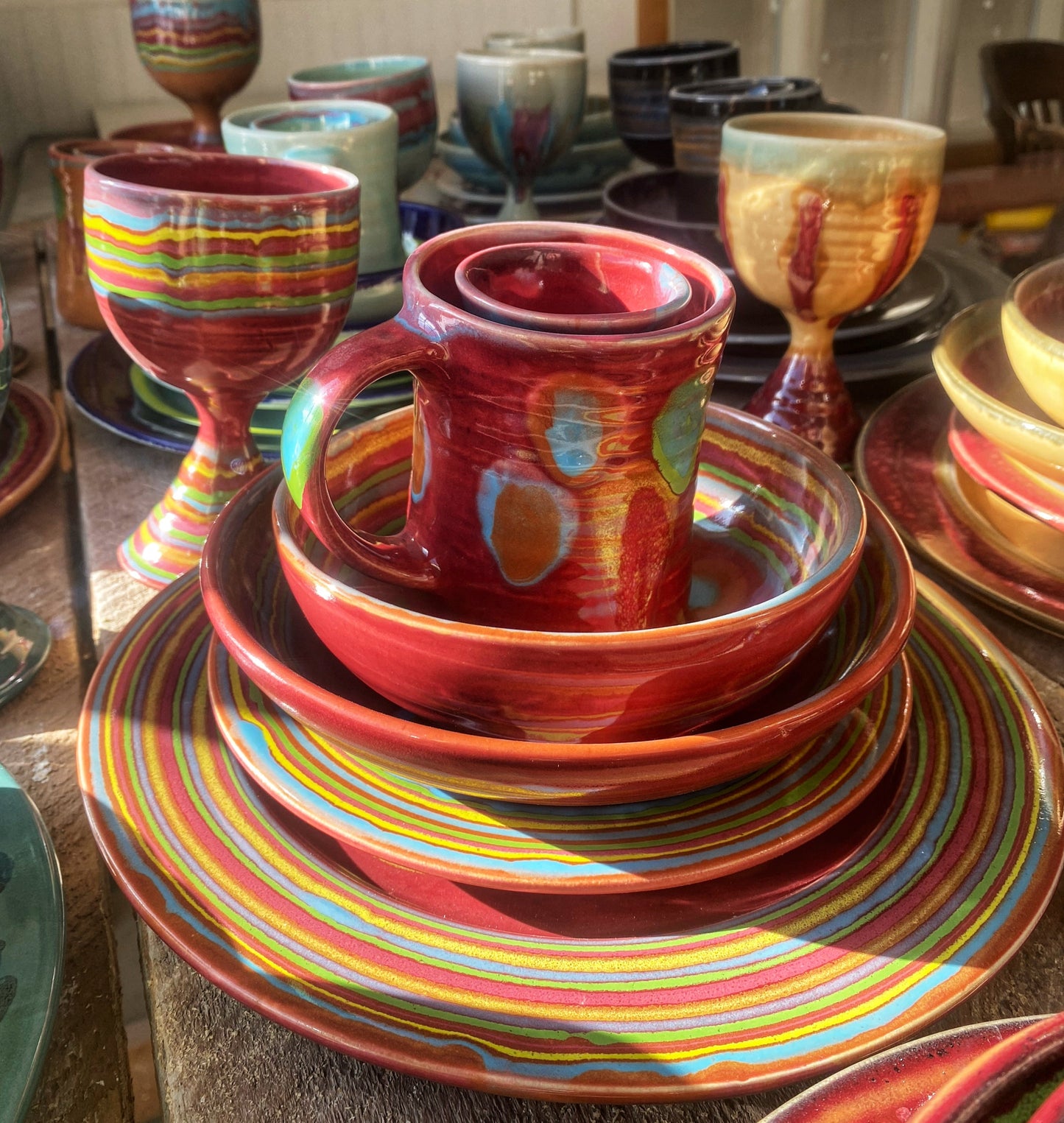 Asteroid Red Place Setting - Lasser Ceramics