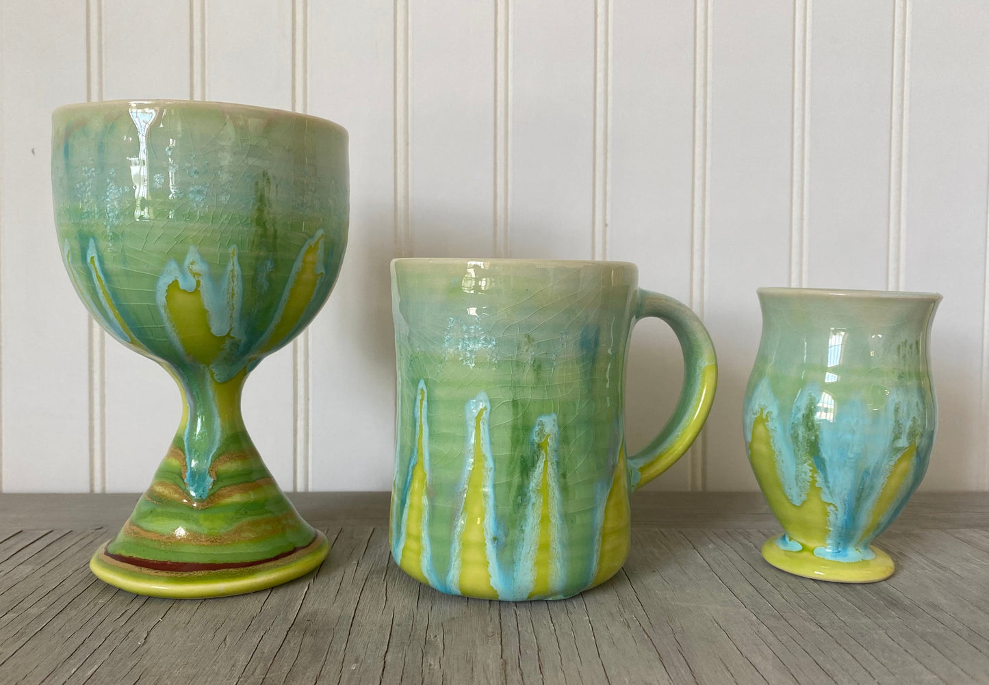 Ocean Green Blue Ceramic Plates/Dinnerware Set - Lasser Ceramics
